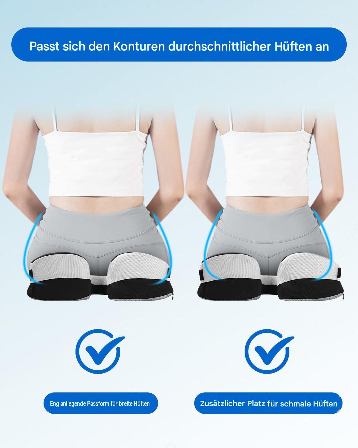 SinLaw Sitzkissen Doppellagiges Sitzkissen, Memoryschaum, für Büro & Auto, schwarz