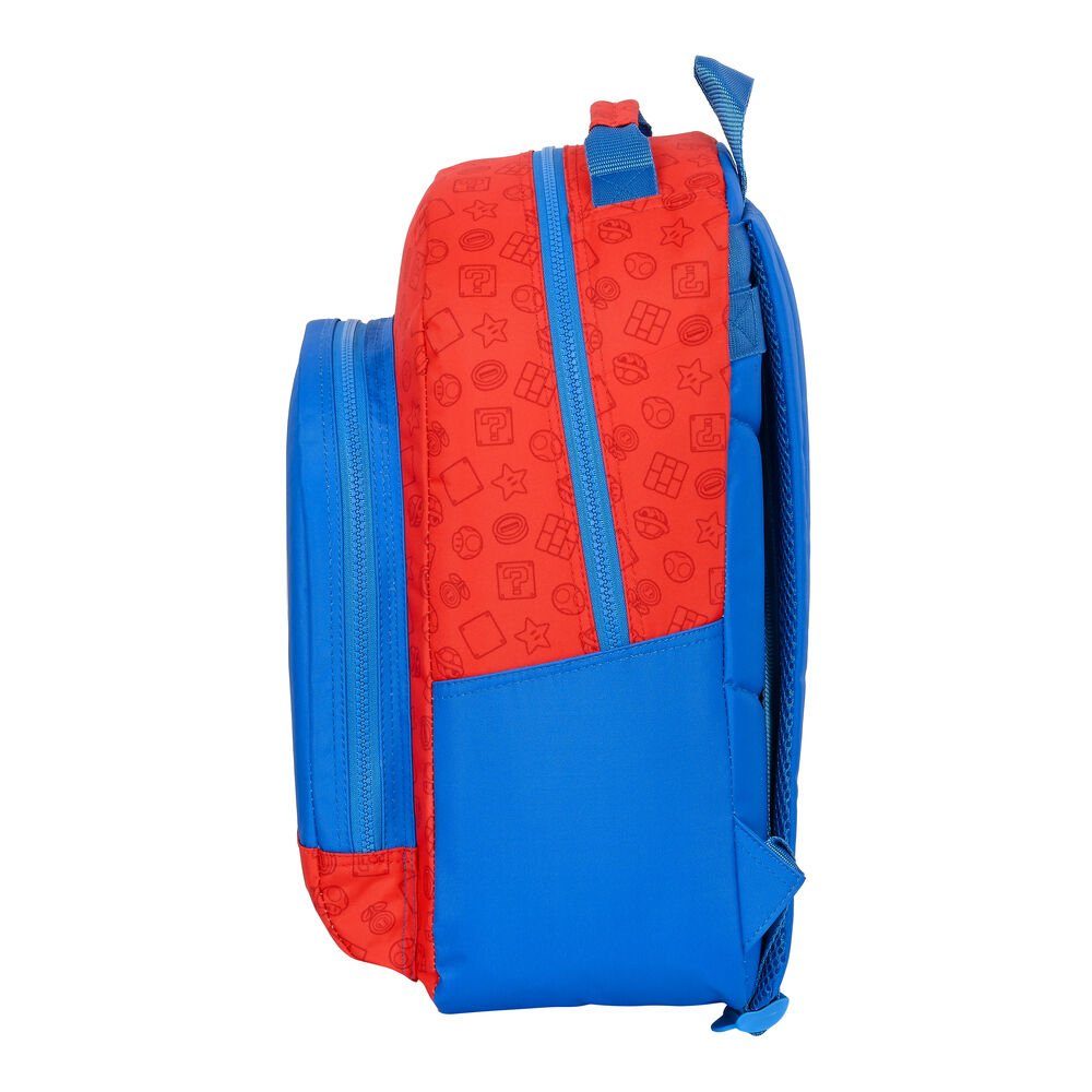 Super Mario Rucksack Kinder-Rucksack Super Rot Blau cm 42 x Mario x 15 32