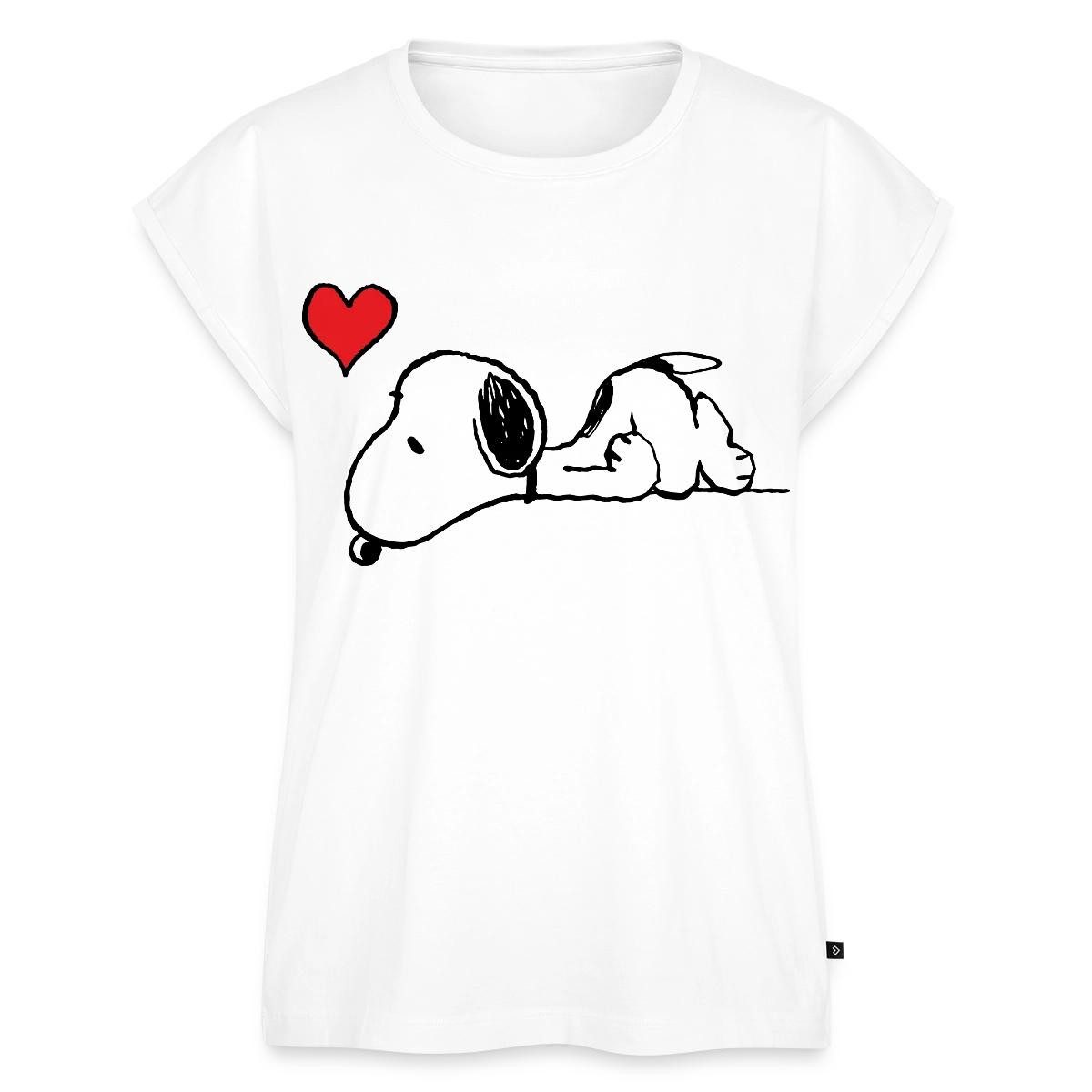 Spreadshirt T-Shirt Peanuts Snoopy Liebe Herz Love Damen Casual Relaxed T-Shirt (1-tlg)