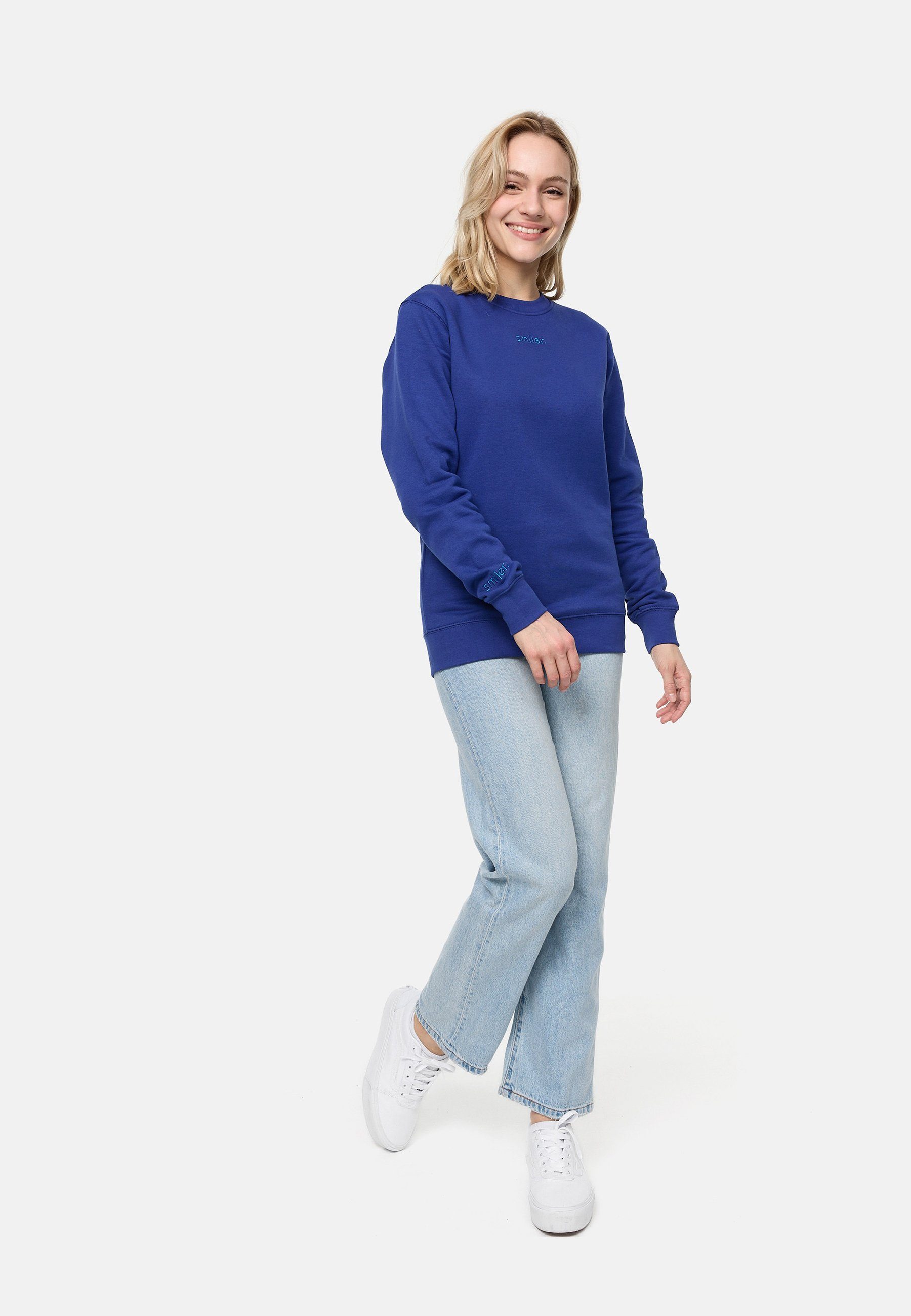 smiler. Sweatshirt dude. mit Label-Applikationen blau