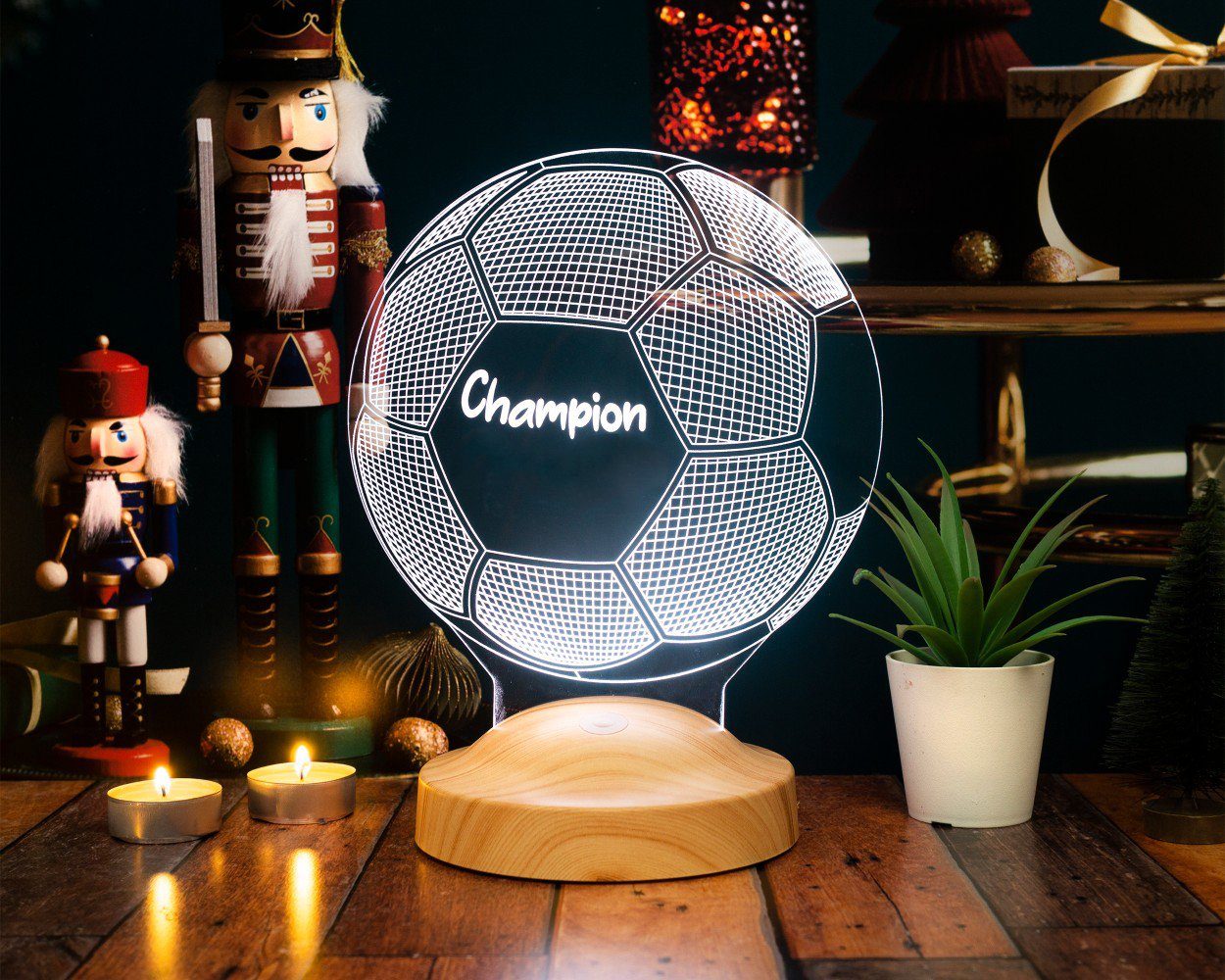 Geschenkelampe LED Nachttischlampe für Leuchte Nachtlicht 3D Fans, 7 integriert, Jungen Fußballspieler, für Geschenk Farben Fußball fest Geburtstagsgeschenk Fussball