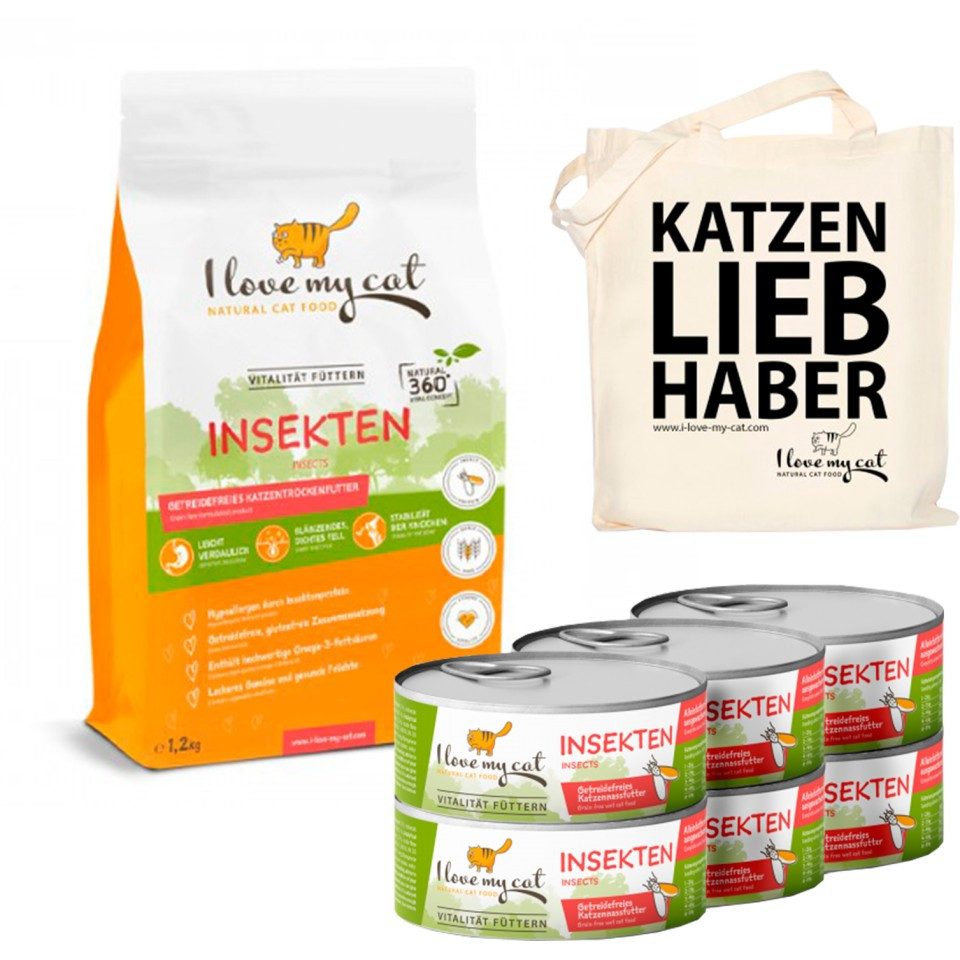 Bellfor I love my cat Sparset Insektenprotein für Katzen - Trocken- und Nassfu, für: Katzen