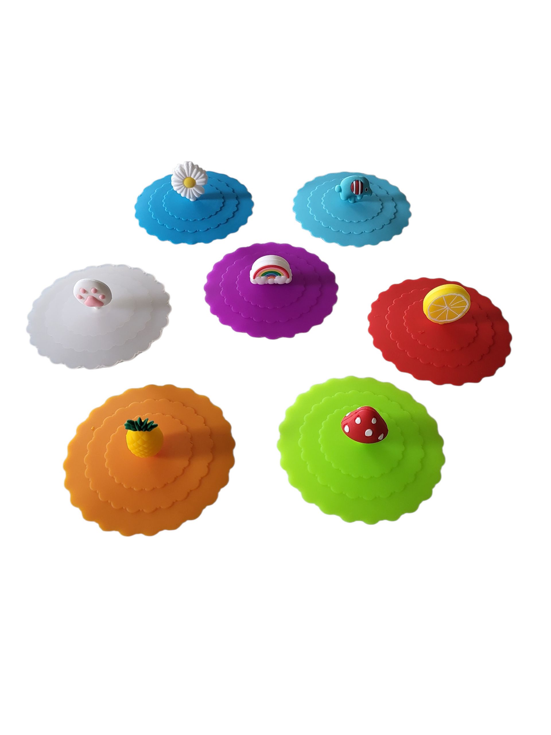 Preis-Shop24 Gläser-Set 7 Stück Silikon Glasabdeckung, Silikondeckel für Gläser, Tassen