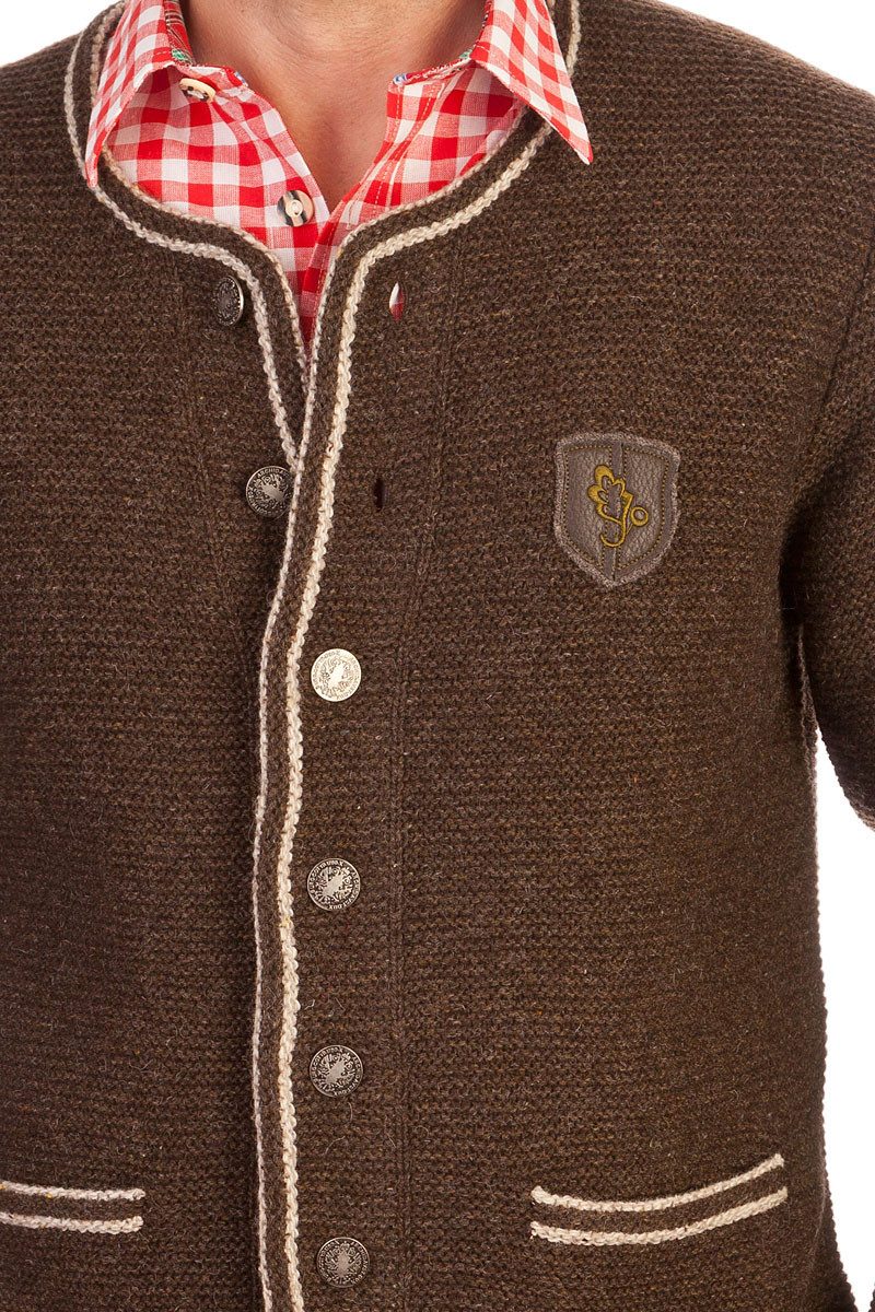 Spieth & Wensky Trachtenstrickjacke Trachtenjacke Herren - KALTBACH - dunkelbraun
