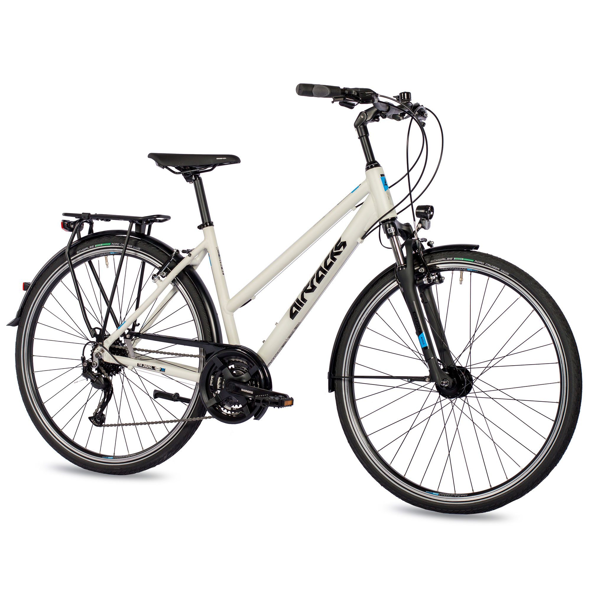 Airtracks Trekkingrad Damen Trekking Fahrrad 28 Zoll Trekkingrad TR.2825L, 24 Gang SHIMANO ALIVIO RD-M3100 SGS Alivio Schaltwerk, Kettenschaltung, Weiß Matt - Rahmenhöhen 48 cm & 52 cm » Modeljahr 2024 «