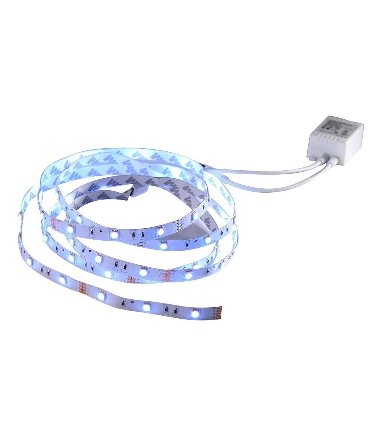 JUST LIGHT LED-Streifen TEANIA, 5 Meter, Weiß, Kunststoff, selbstklebend, mit Fernbedienung, RGB-Farbwechsel, Dimmfunktion