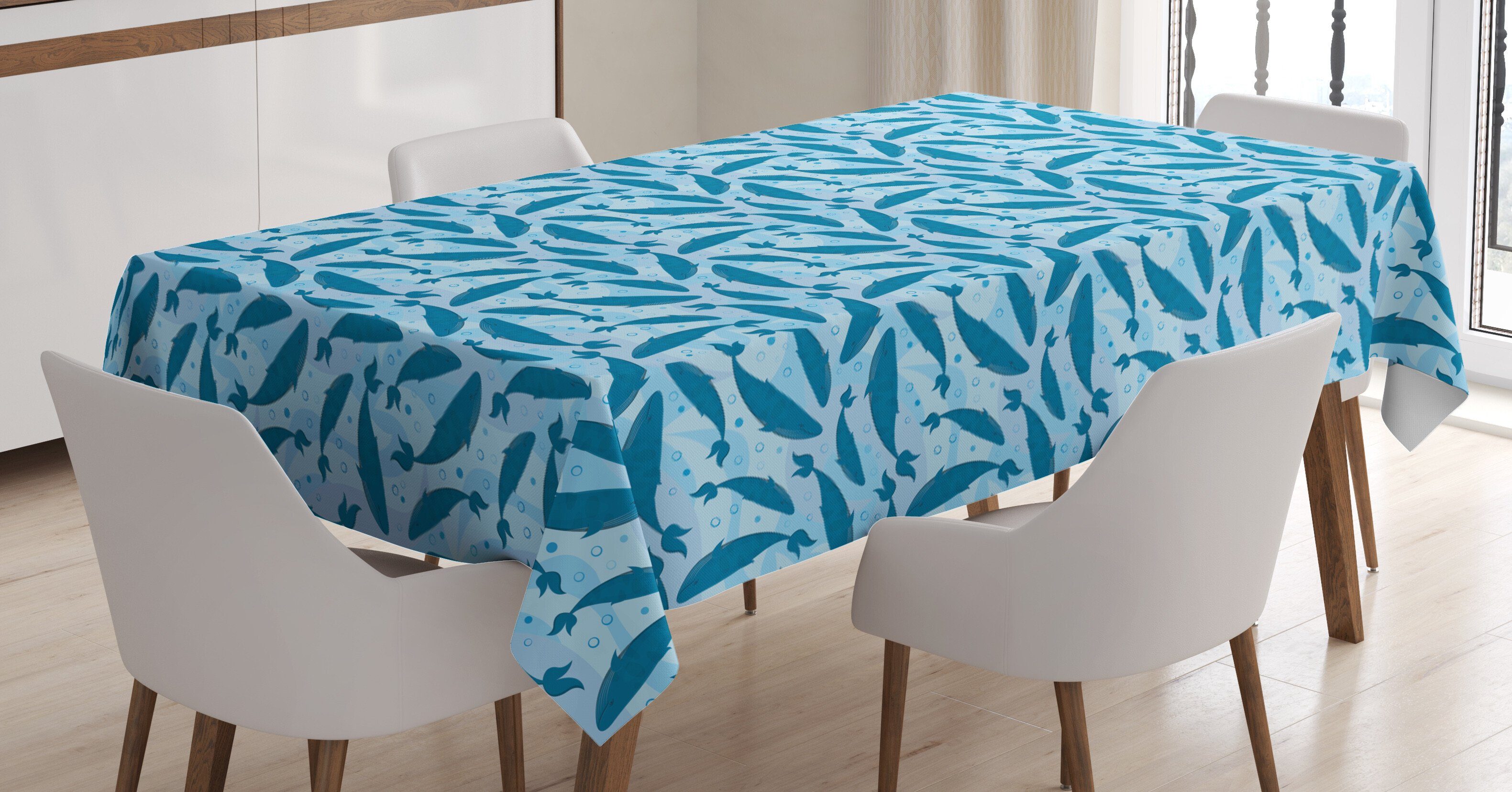 Blue Wal Bereich Waschbar Abakuhaus Wassertiere Farbfest geeignet Farben, Für Tischdecke Außen Klare den Big