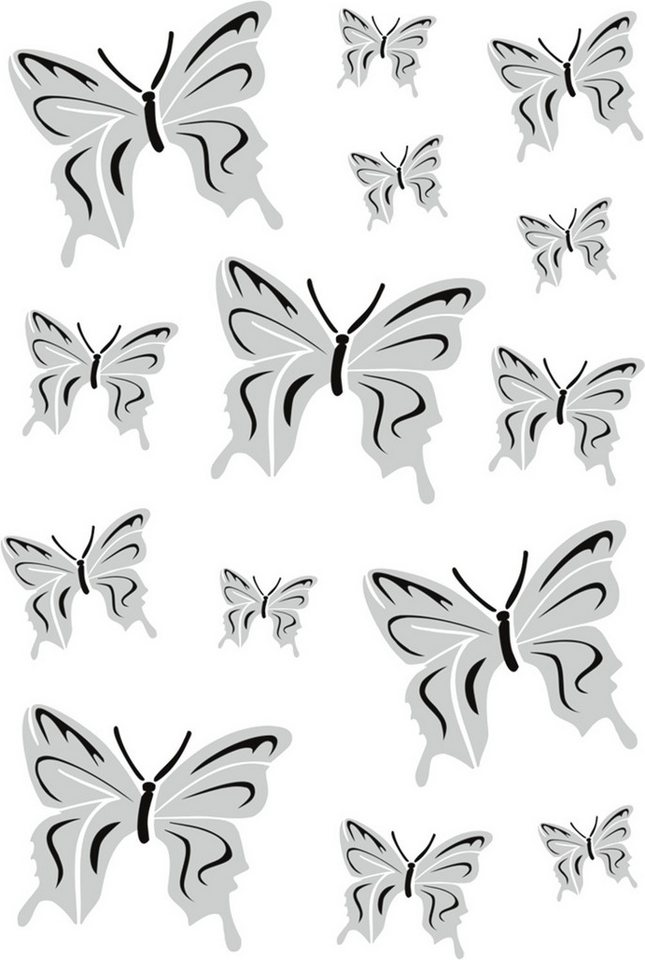 Hermann Schütz Aufkleber Aufkleber Schmetterling-Set 300 x 200 mm schwarz/silber