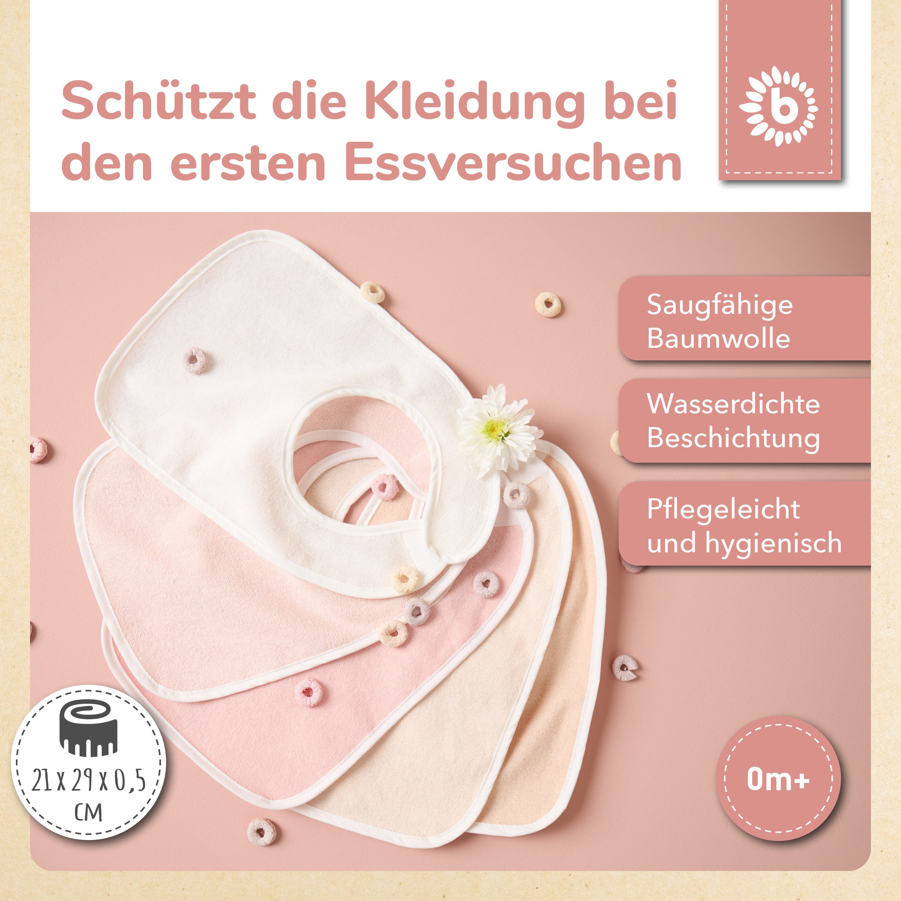 BIECO Lätzchen 5er Pack Baby Lätzchen mit Klettverschluss