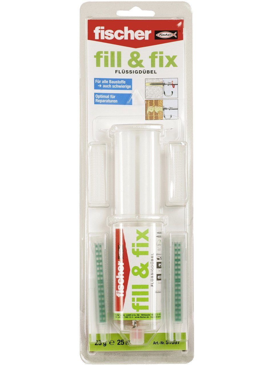 fischer Винты- und Дюбель-Set Рыбак Flüssigdübel Fill & Fix 25 ml