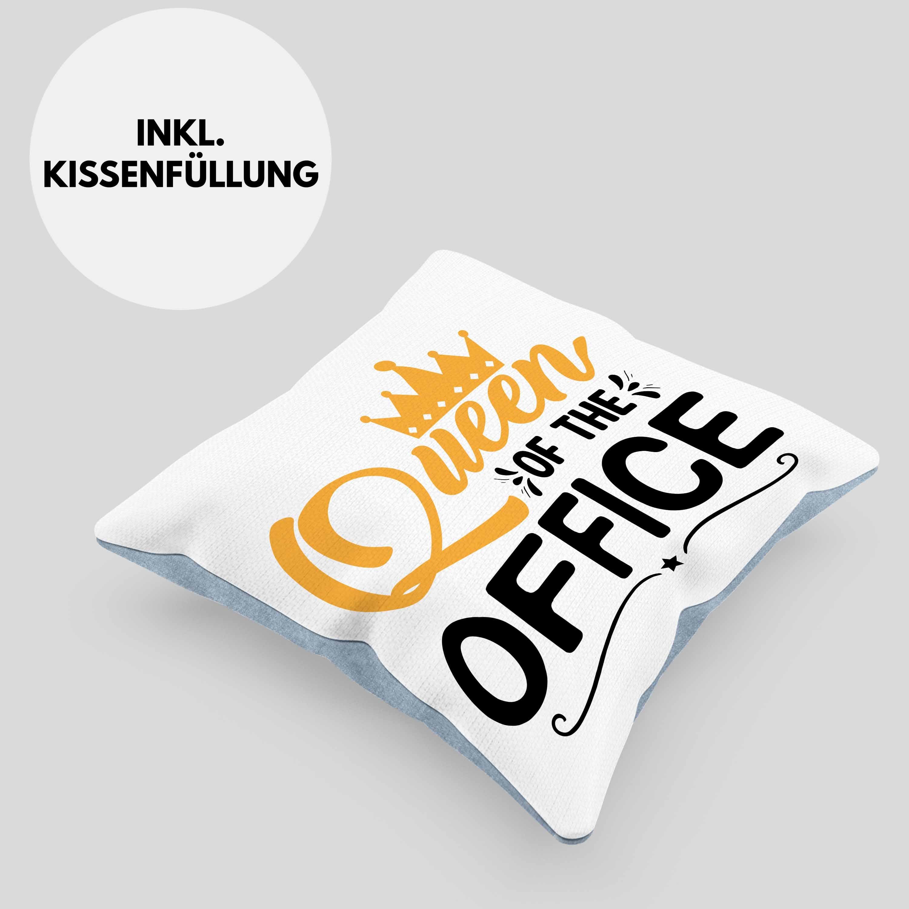 Trendation Chefin 40x40 Dekokissen Trendation Office Queen Geschenkidee Blau Füllung The mit Of Kollegin - Geschenk Dekokissen Kissen