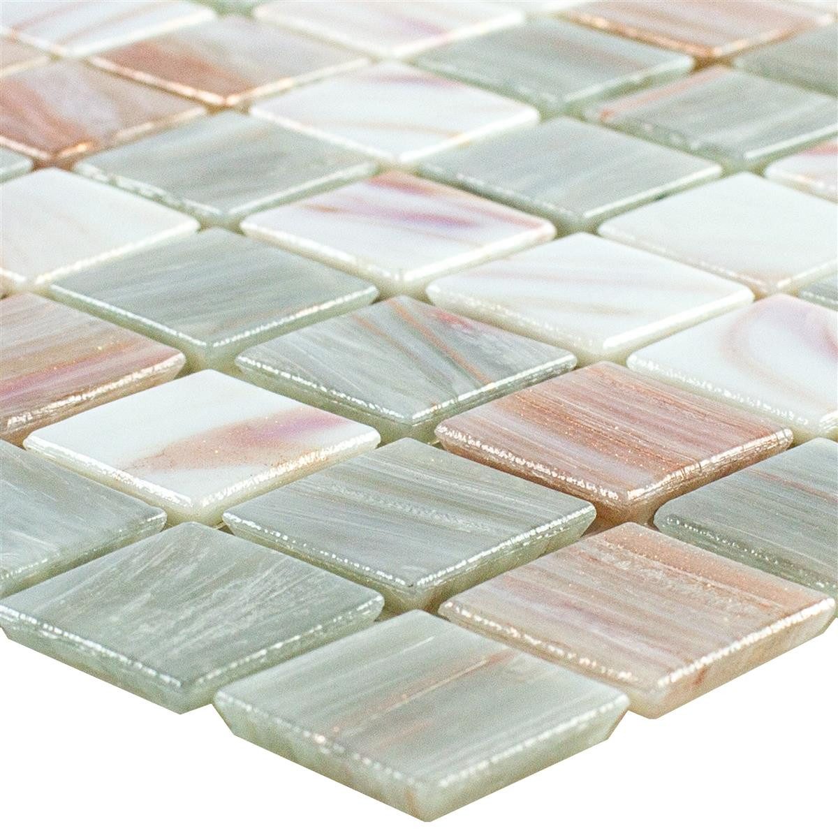 Mosafil Mosaikfliesen Glasmosaik Fliesen Goldensilk Hellbeige, Glas 32.700×30.500, gold-beige-hellbeige, Verlegefertig auf ein Netz geklebt – Frostsicher – Wasserfest