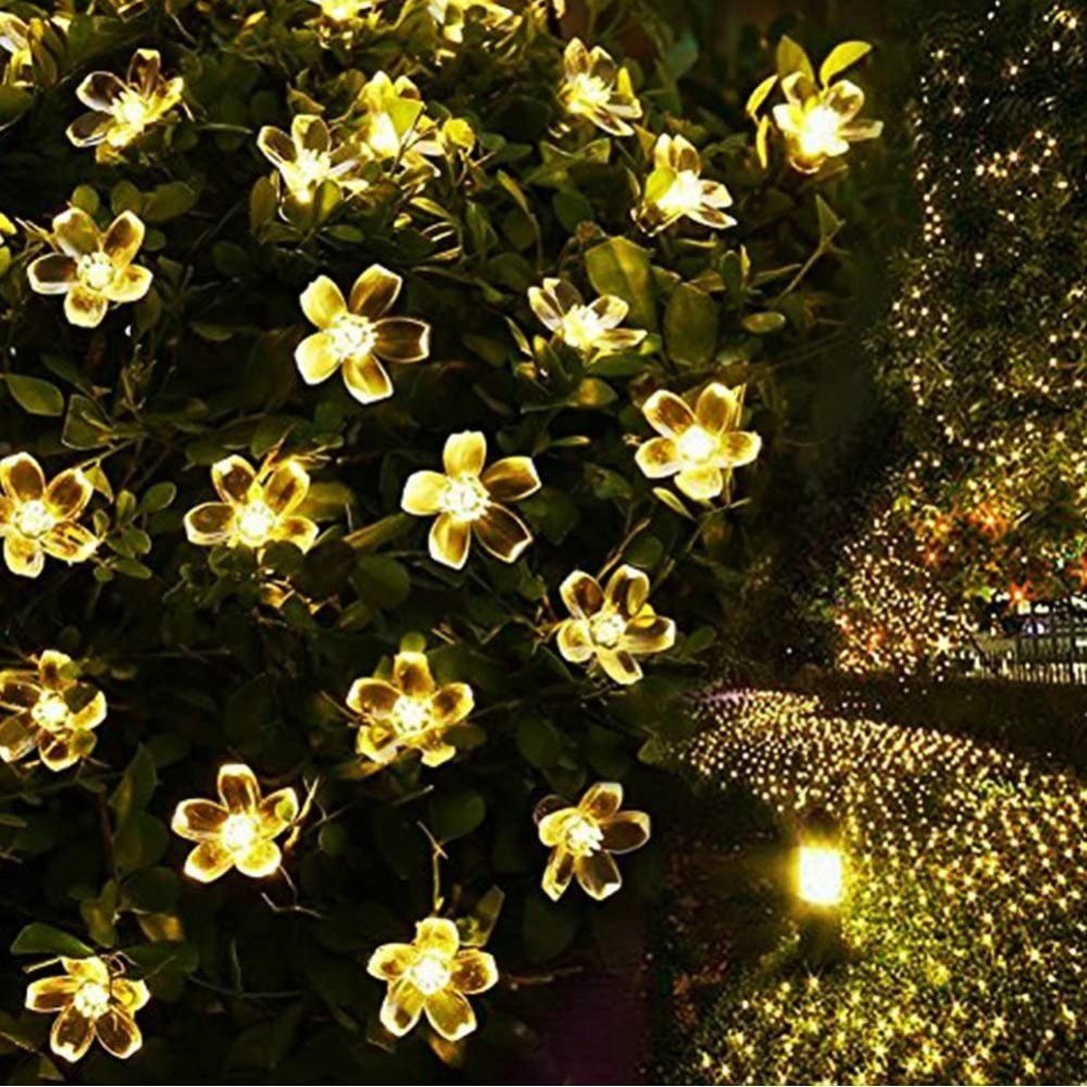 Lichterkette, Meter 50er GelldG IP65 6.5 LED Solar Solarleuchte LED Blumen