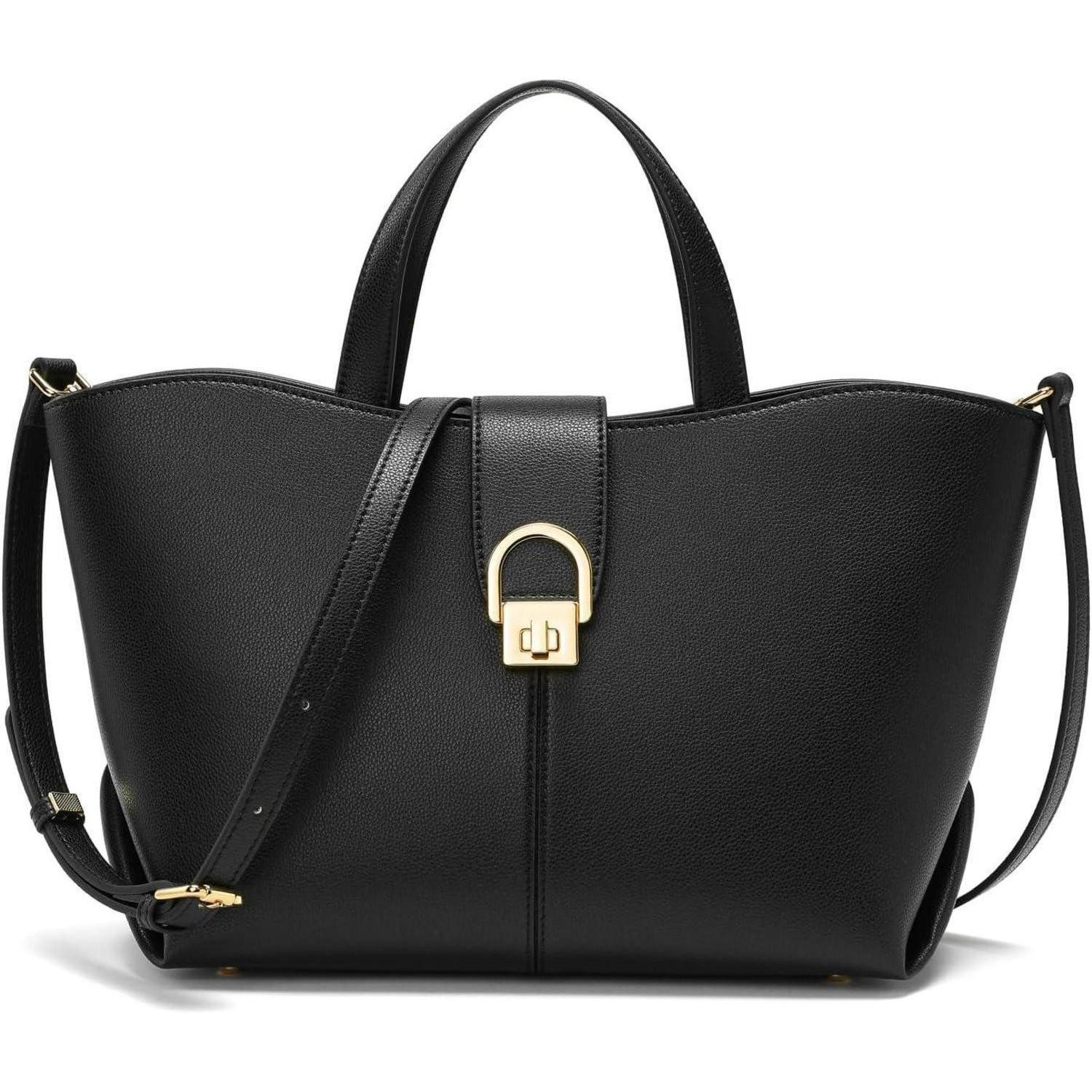 LuxusKollektion Schultertasche Damen Handtasche Leder Umhängetasche Crossbody Bag Schwarz Beige