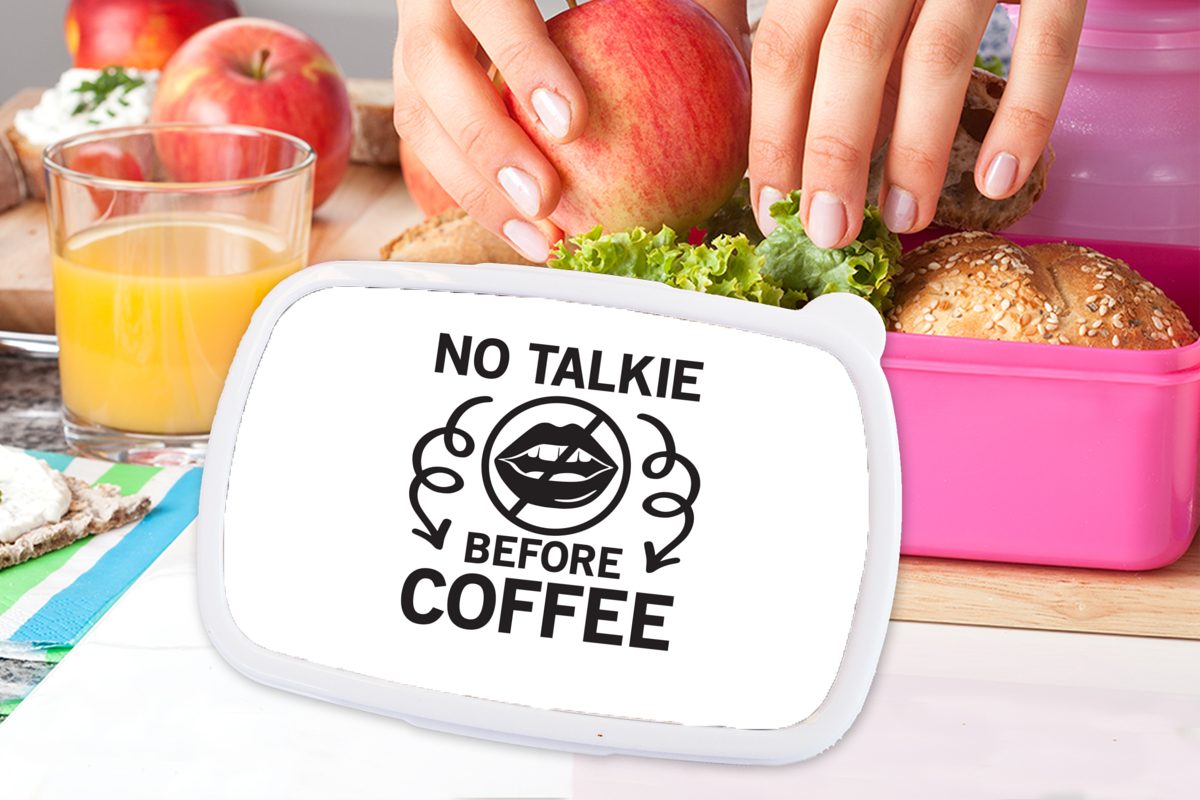 Snackbox, rosa Kinder, - Zitate - Kunststoff, Kaffee - Erwachsene, Kaffee für Lunchbox dem Brotdose Kunststoff Ton Mädchen, (2-tlg), Sprichwörter, kein Vor Brotbox MuchoWow