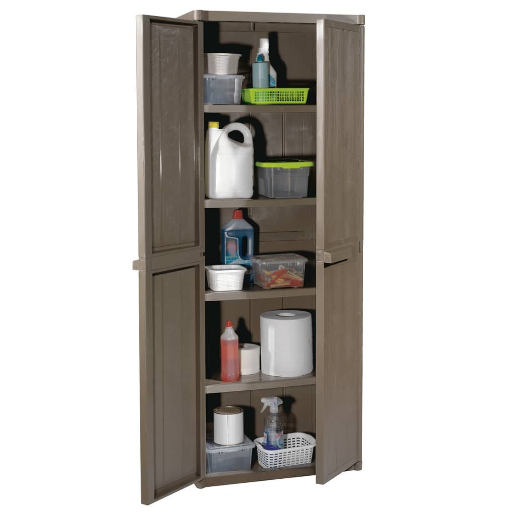vidaXL Garten-Geräteschrank, Gartenschrank Braun 65x45x172 cm PP Holz-Optik