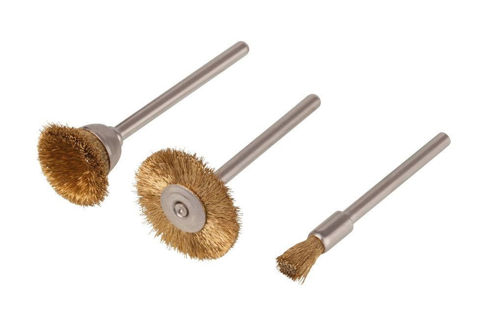 Bohrer- und Bitset Wolfcraft Mini-Bürsten-Set 3-teilig Messing
