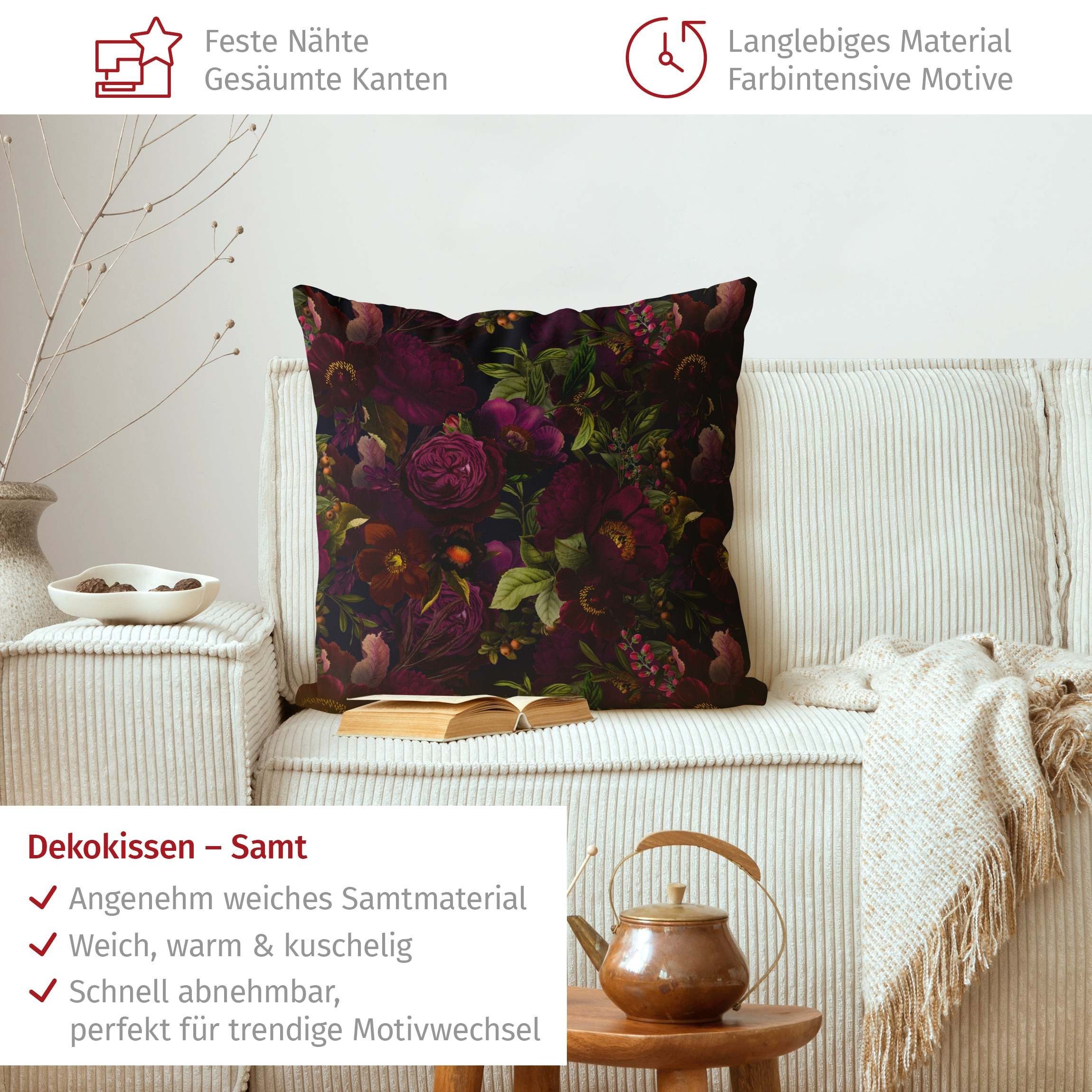 Bilderdepot24 Dekokissen drinnen Kissenhülle/ Sofakissen/ Zierkissen Kissenhülle violett Blumen, Bezug mit / ohne Füllung Zierkissen Outdoor Sofa Bett