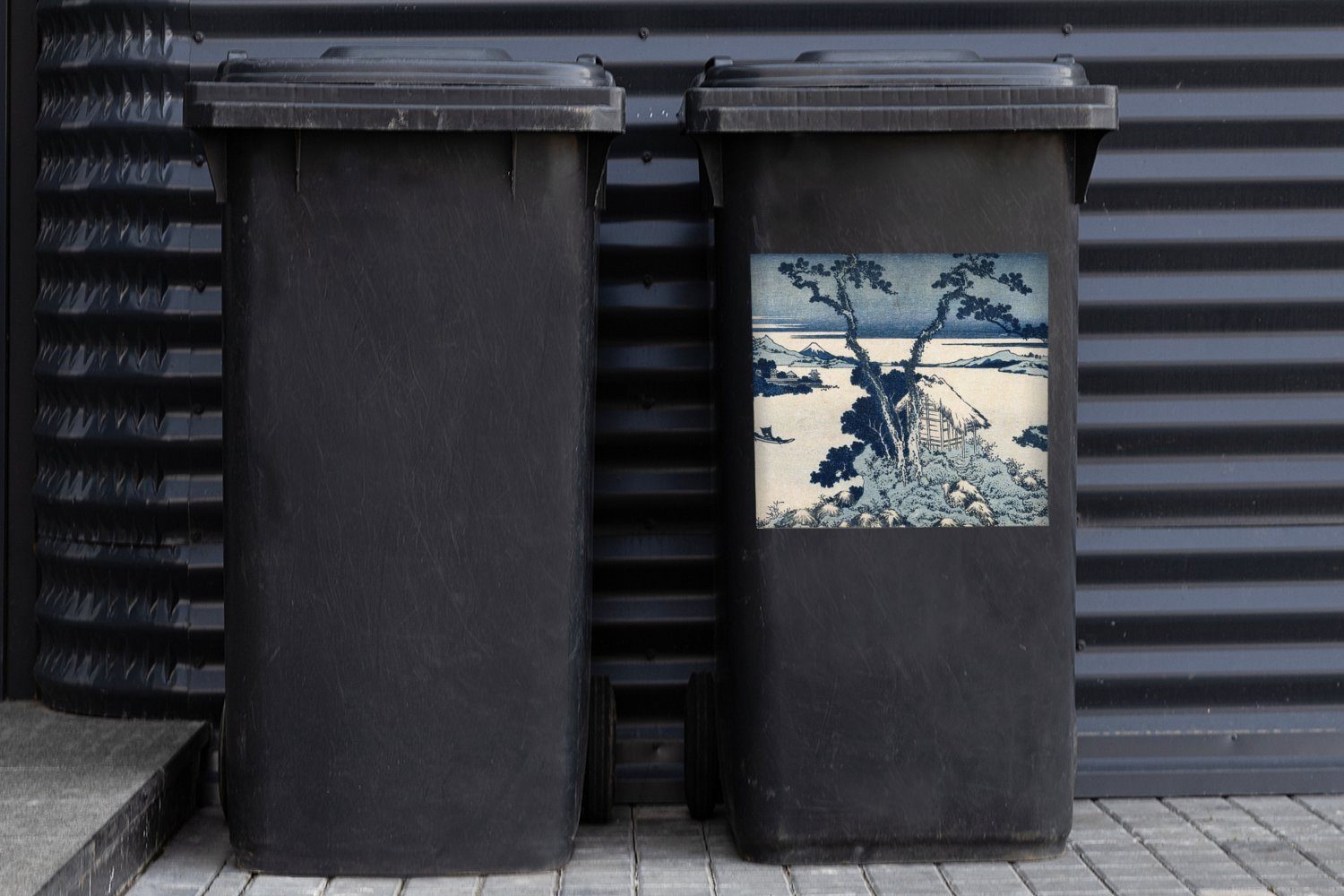 Gemälde Mülltonne, Hokusai Katsushika (1 auf Fuji Blick den MuchoWow Sticker, Wandsticker St), Berg Mülleimer-aufkleber, - von Container, Abfalbehälter