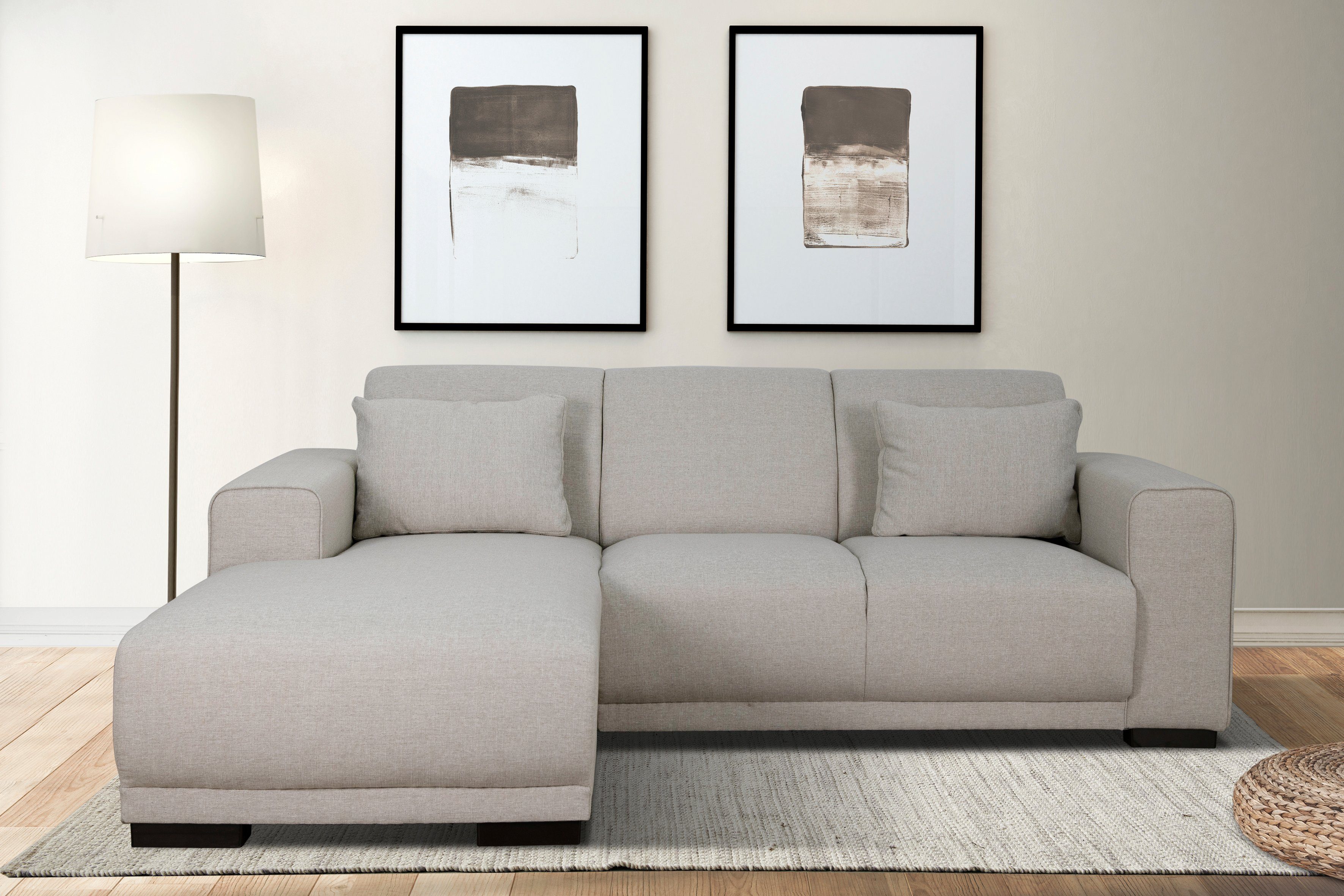 OTTO home Ecksofa BORNHOLM L-Form, B: 234 cm - OTTO. Verlässliche Qualität., Recamiere links oder rechts bestellbar, Wellenfederung, inkl. 2 Kissen