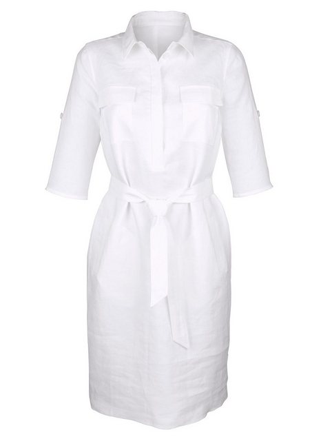 Alba Moda Leinenkleid in modischer Schnittführung in weiß