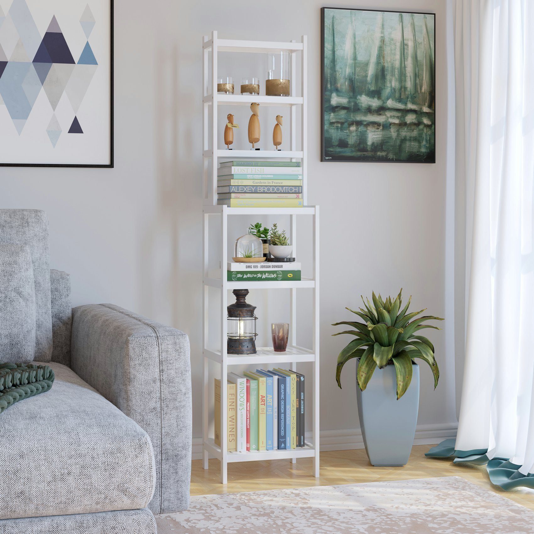 Homfa Badregal, 2-IN-1 Design, Standregal Schmal mit 7 Ablagen 160x36x28cm günstig online kaufen