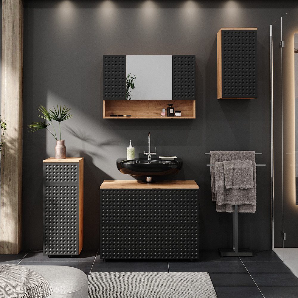 Vicco Badezimmerspiegelschrank Irma, Goldkraft Eiche/Anthrazit, 80.1 x 55 cm (1-St)