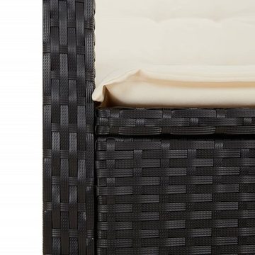 vidaXL Garten-Essgruppe 7-tlg. Garten-Essgruppe mit Kissen Schwarz Poly Rattan, (7-tlg)