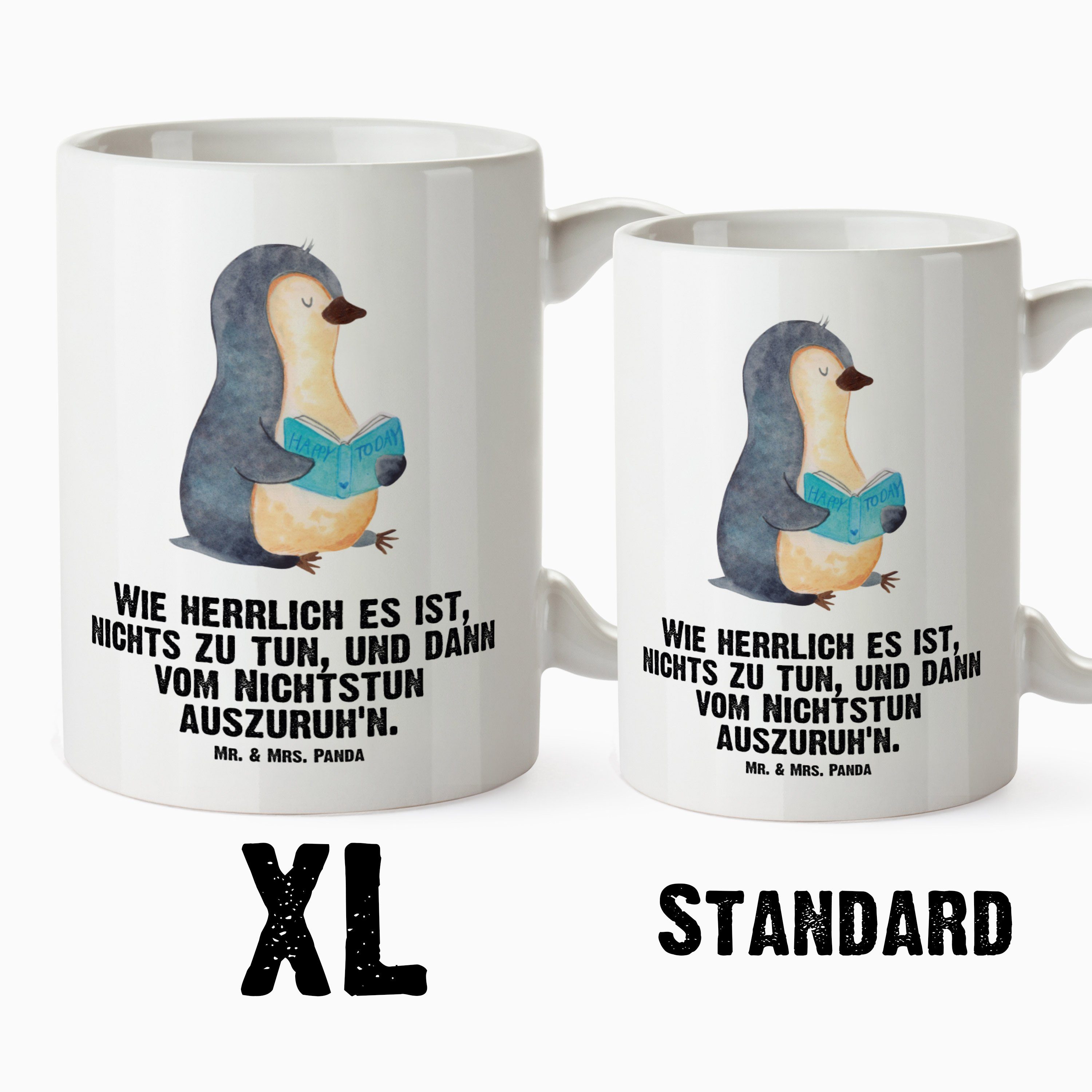 Geschenk, XL Panda - Pinguine, Mrs. Nichtstun, Pinguin XL, Große Tasse Buch Tasse Mr. & Weiß Tasse, - Keramik