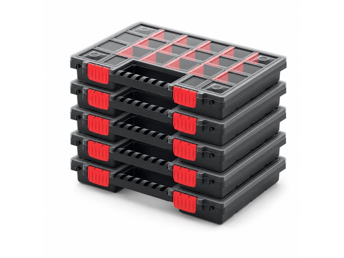 Kistenberg Organizer 5er Set Nors Organiser KNO35255S (5 St), herausnehmbare Trennwände, transparenter Deckel