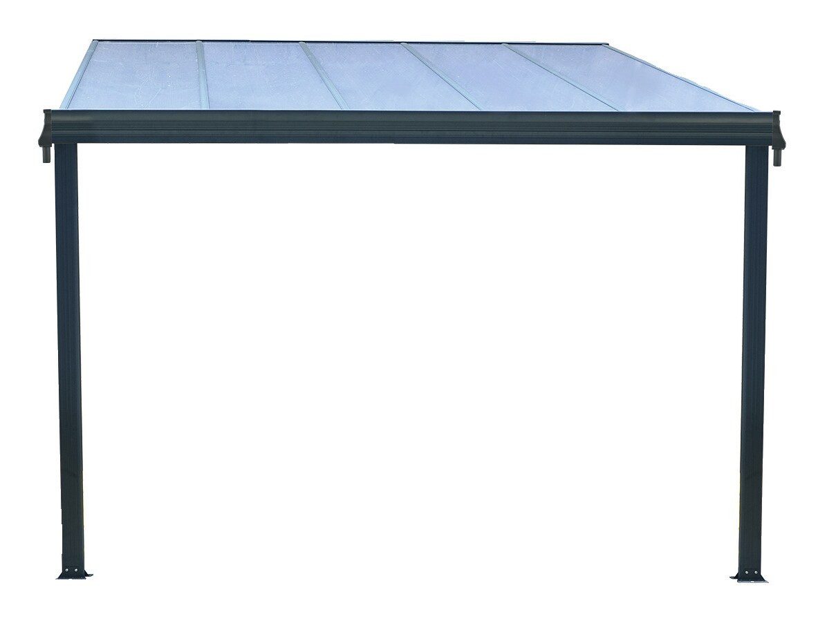 Floraworld Terrassendach, Terrassenüberdachung I m. 2 Standfuße 312 x 303 x 206/258 cm anthrazit