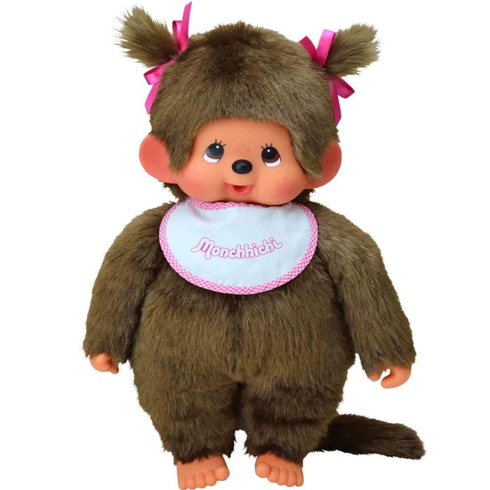 Monchhichi Plüschfigur Classic Mädchen 45 cm Monchhichi Puppe mit original rosa Lätzchen