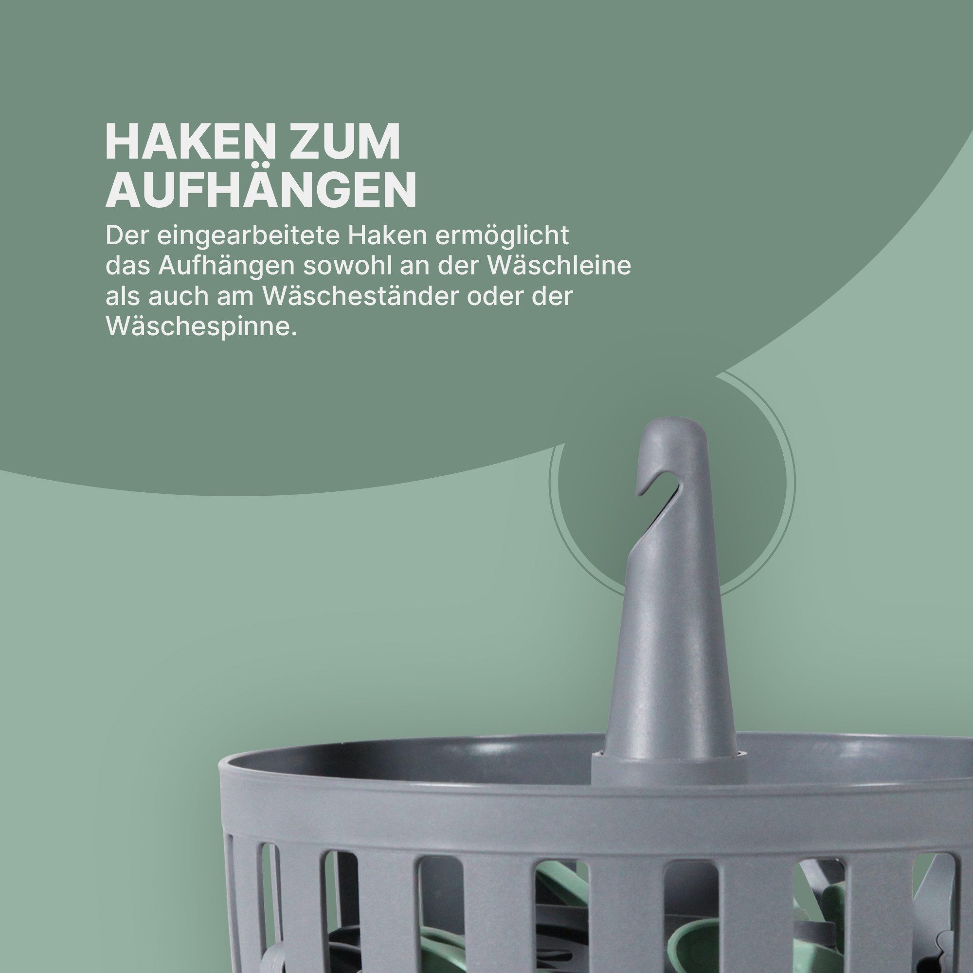 Pro Home Wäscheklammern Kunststoff Körbchen Ø19cm x 10cm, 30 Wäscheklammern mit Korb - Made in EU - Dekoklammer Fotoklammer