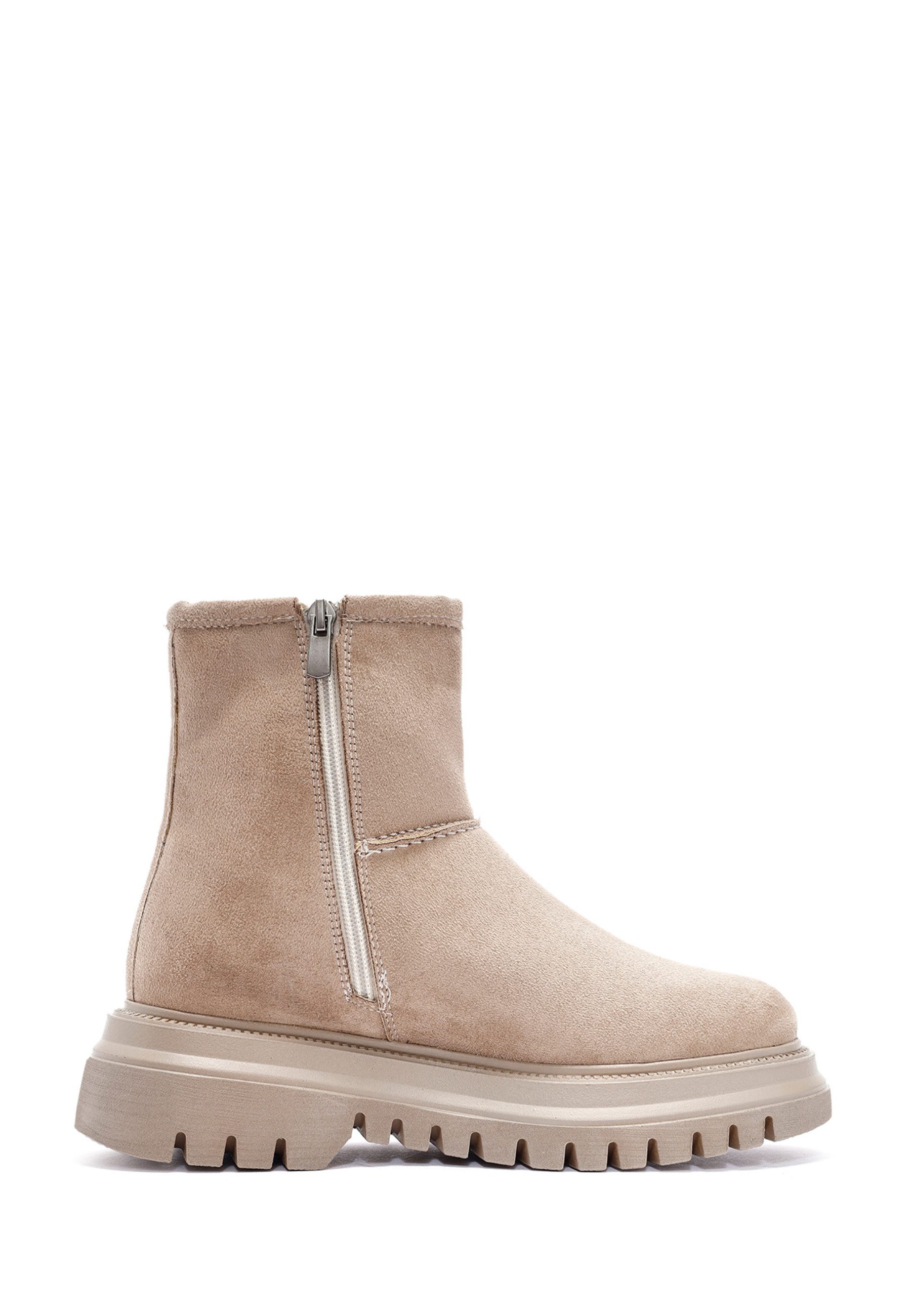 Derimod Stiefeletten aus Kunstvelours Ankleboots Kunstfellfutter, Thermosohle, Absatz 2 cm