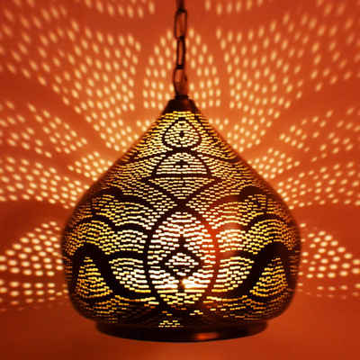 Marrakesch Orient & Mediterran Interior Deckenleuchte Orientalische Lampe Pendelleuchte Maysa 27cm Silber