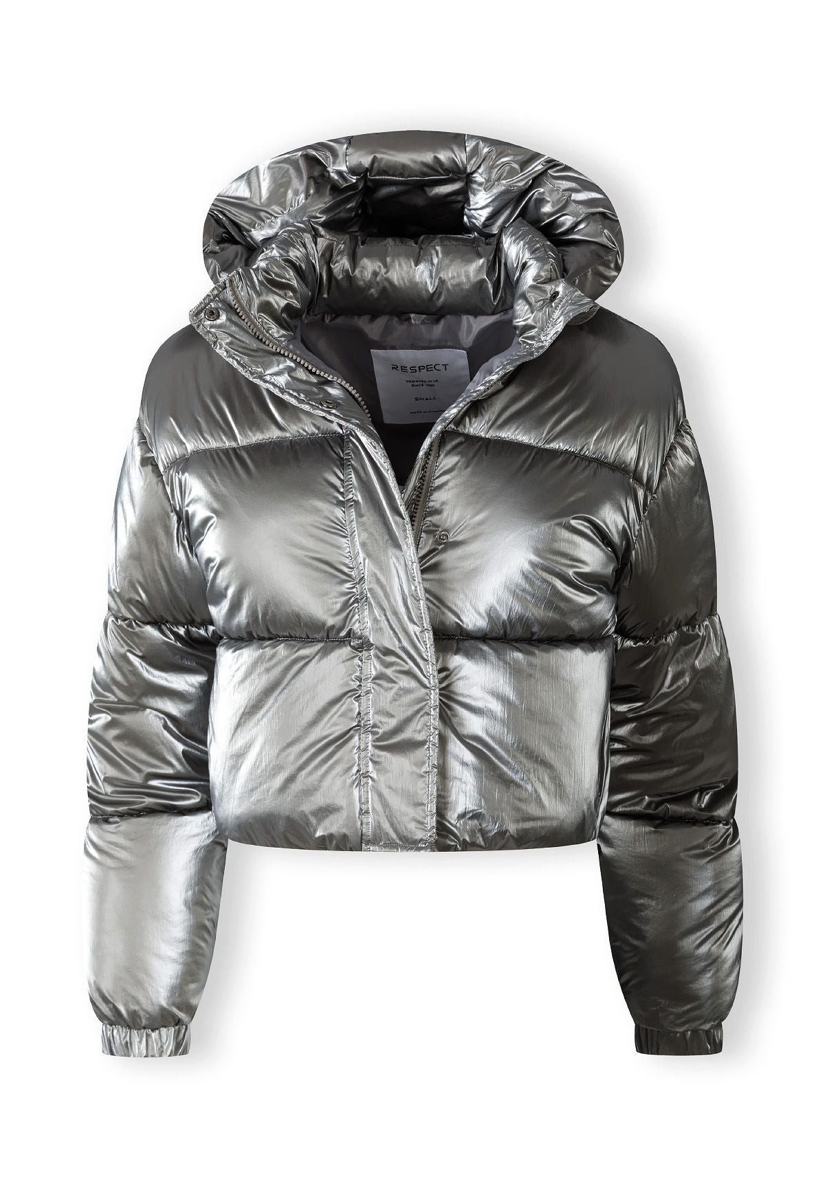 MINOTI Steppjacke für Damen, kurz, mit Kapuze Silber-Metallic – Bild 3 von 4