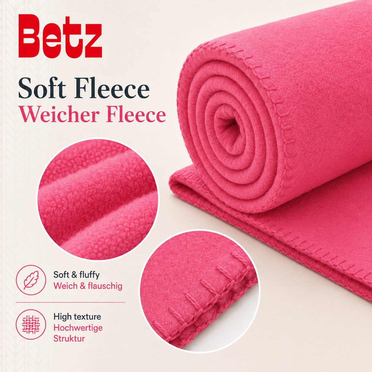 Wohndecke Betz Fleecedecke 130x170 cm 180g/m² – Weiche Wohndecke & Kuscheldecke, Betz, Leicht, wärmend & pflegeleicht – Bild 4 von 5