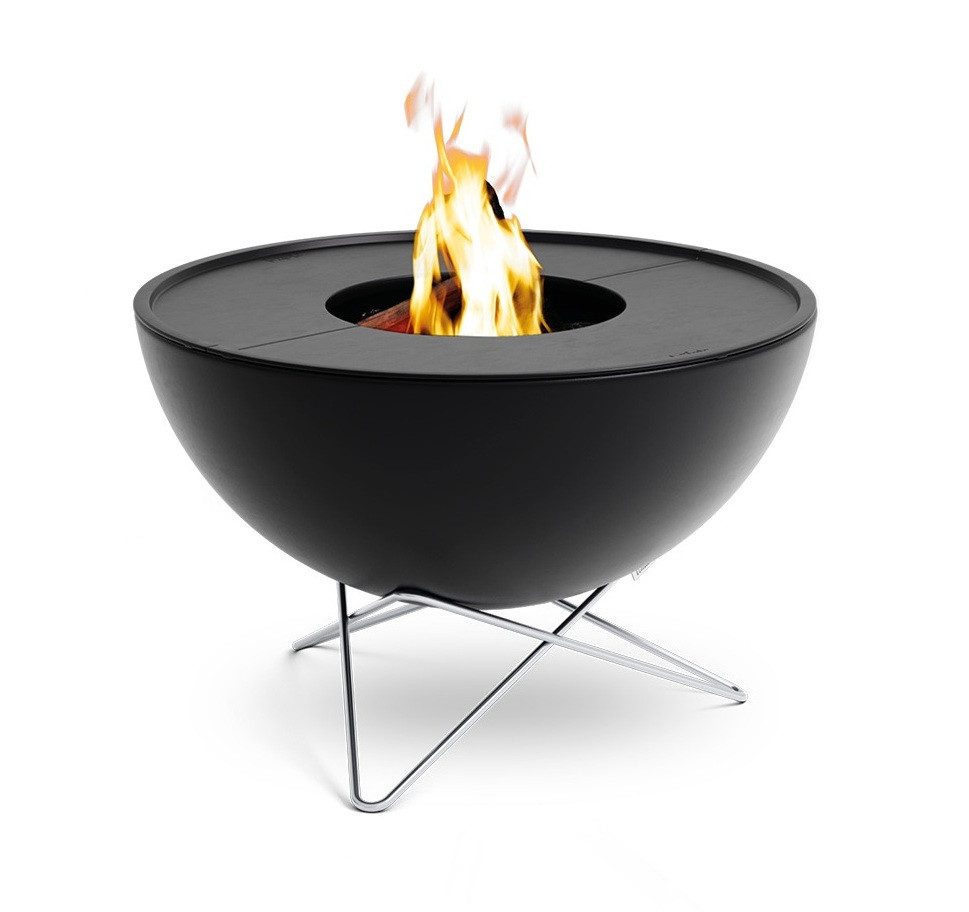 höfats Feuerkorb BOWL 57, 70 Feuerschale, (kippbarer Feuerkorb, Stahl emailliert, raucharme Feuerstelle mit Plancha Grillplatte und Grillrost nutzbar), langlebiges Produkt