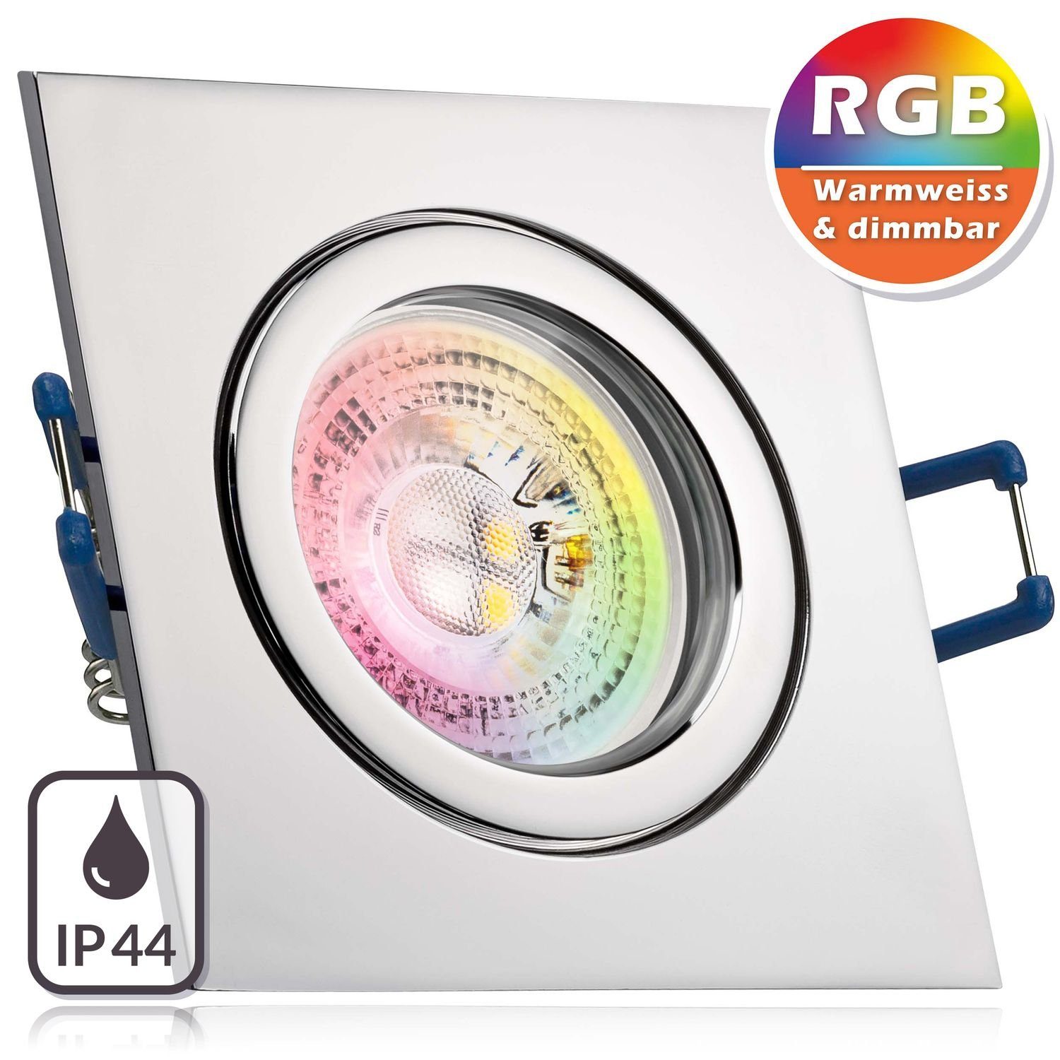 LEDANDO LED Einbaustrahler IP44 RGB LED Einbaustrahler Set GU10 in chrom mit 3W LED von LEDANDO - | Strahler