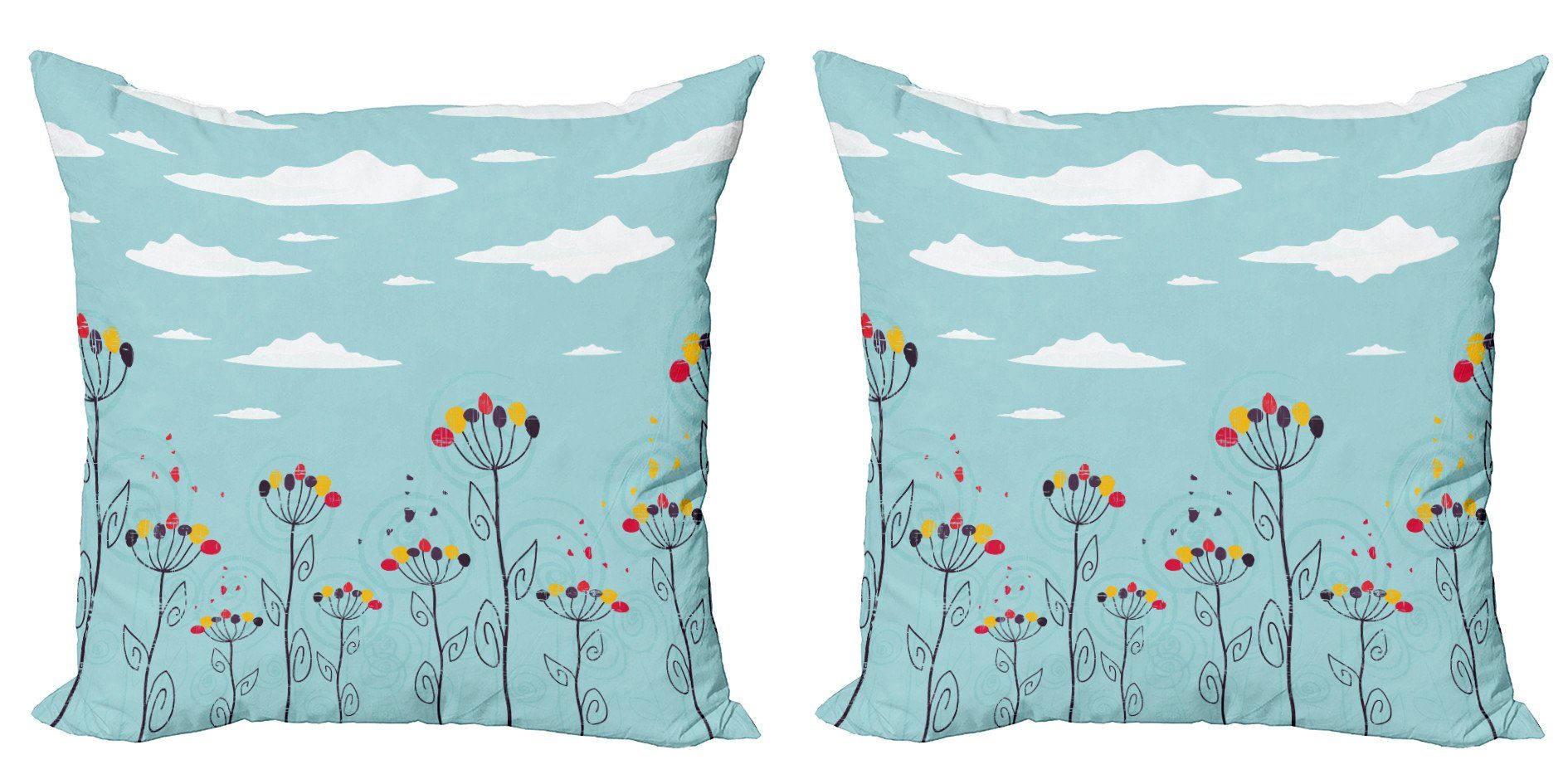 Kissenbezüge Modern Accent Doppelseitiger Digitaldruck, Abakuhaus (2 Stück), Blauer Himmel Grunge Sommer Blumenart