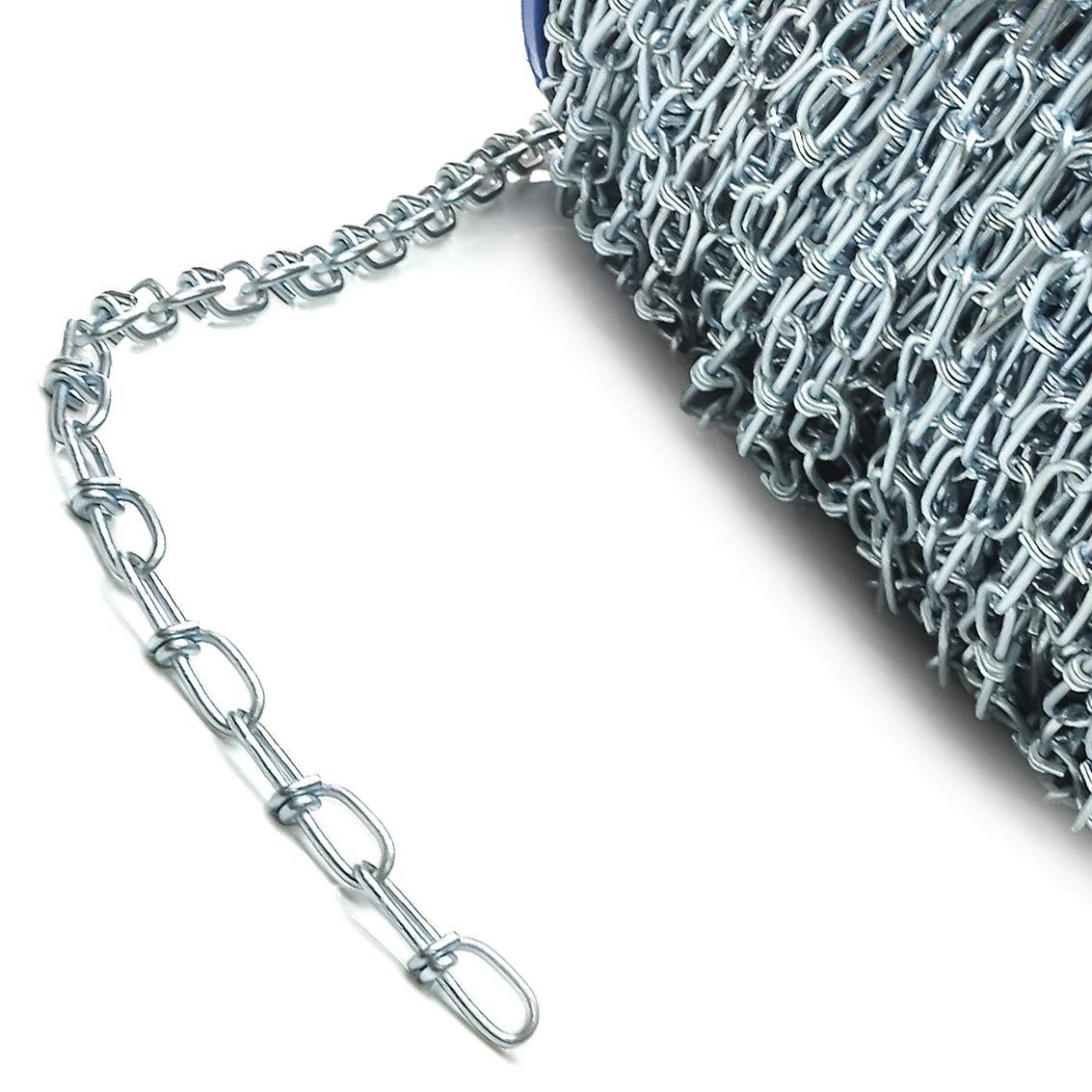 DQ-PP Stahlkette DQ-PP KNOTENKETTE 25m, 1,4-3mm, DIN 5686, Dekokette, Gliederkette, Ø 1.4 mm, Zierkette, Gartenkette, Stahl VERZINKT, Lampenkette