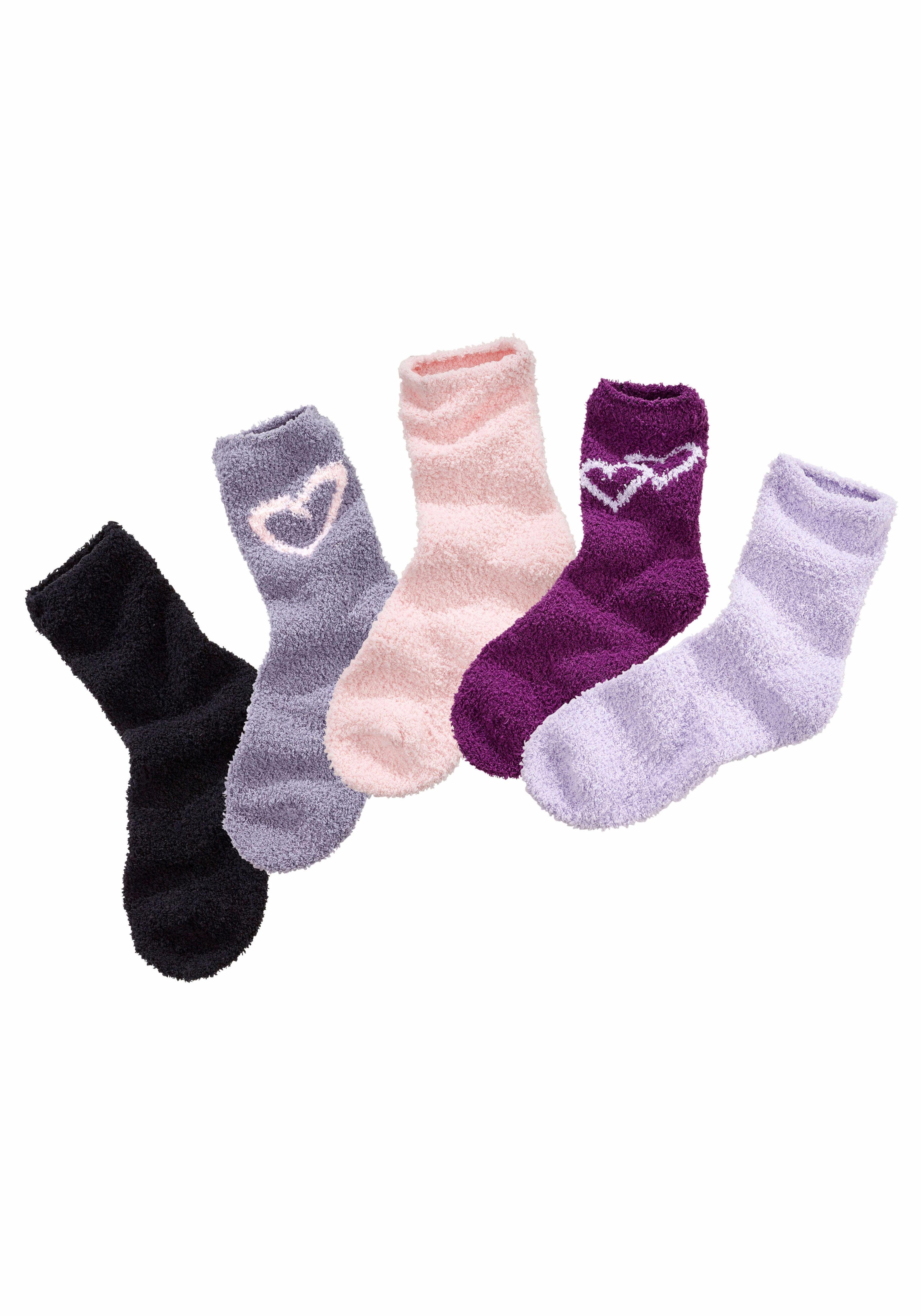 am (Set, 5-Paar) Bund Kuschelsocken Herzen Lavana mit