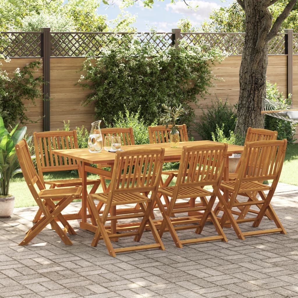 vidaXL Garten-Essgruppe 9-tlg. Garten-Essgruppe 180x90x75 cm Massivholz, (8-tlg)