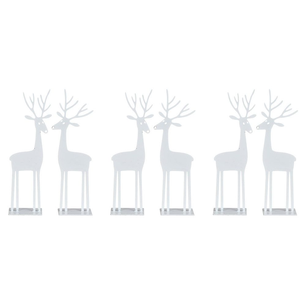 Dekoobjekt 6tlg. Hirsch ERIK weiß aus Metall Hirschfigur H18,5cm Deko Weihnachten