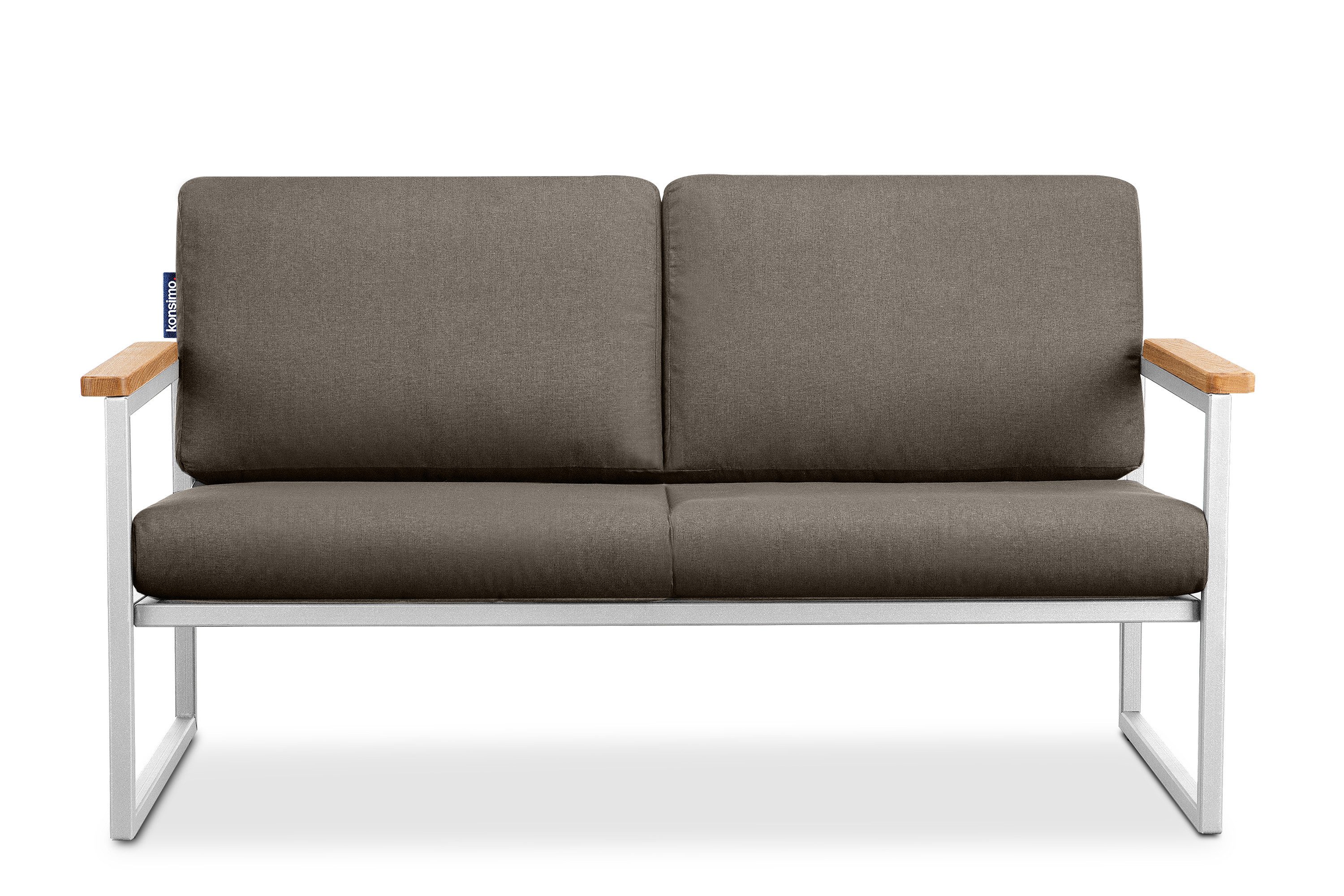 KONSIMO® Loungesofa TRIBO Gartensofa 2-Sitzer, hergestellt in der EU, 1x Gartensofa, Maße: 130x65x60 cm, wasser- und schmutzabweisende,pflegeleicht,Handarbeit