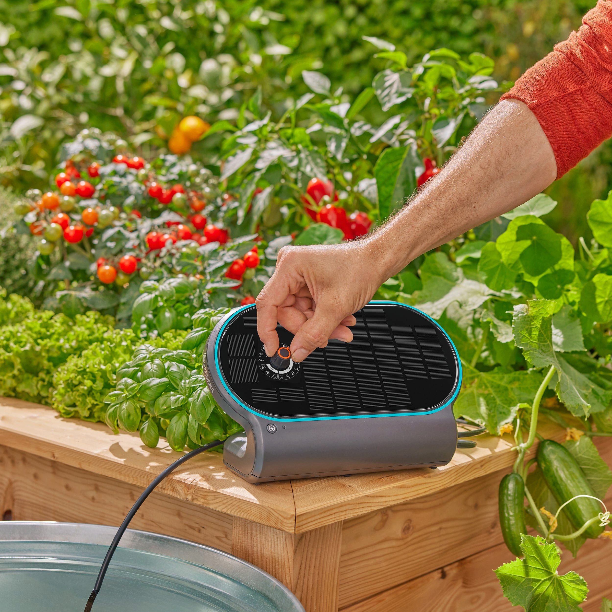 GARDENA AquaBloom L Solar Irrigation Control Set, Automatic Watering