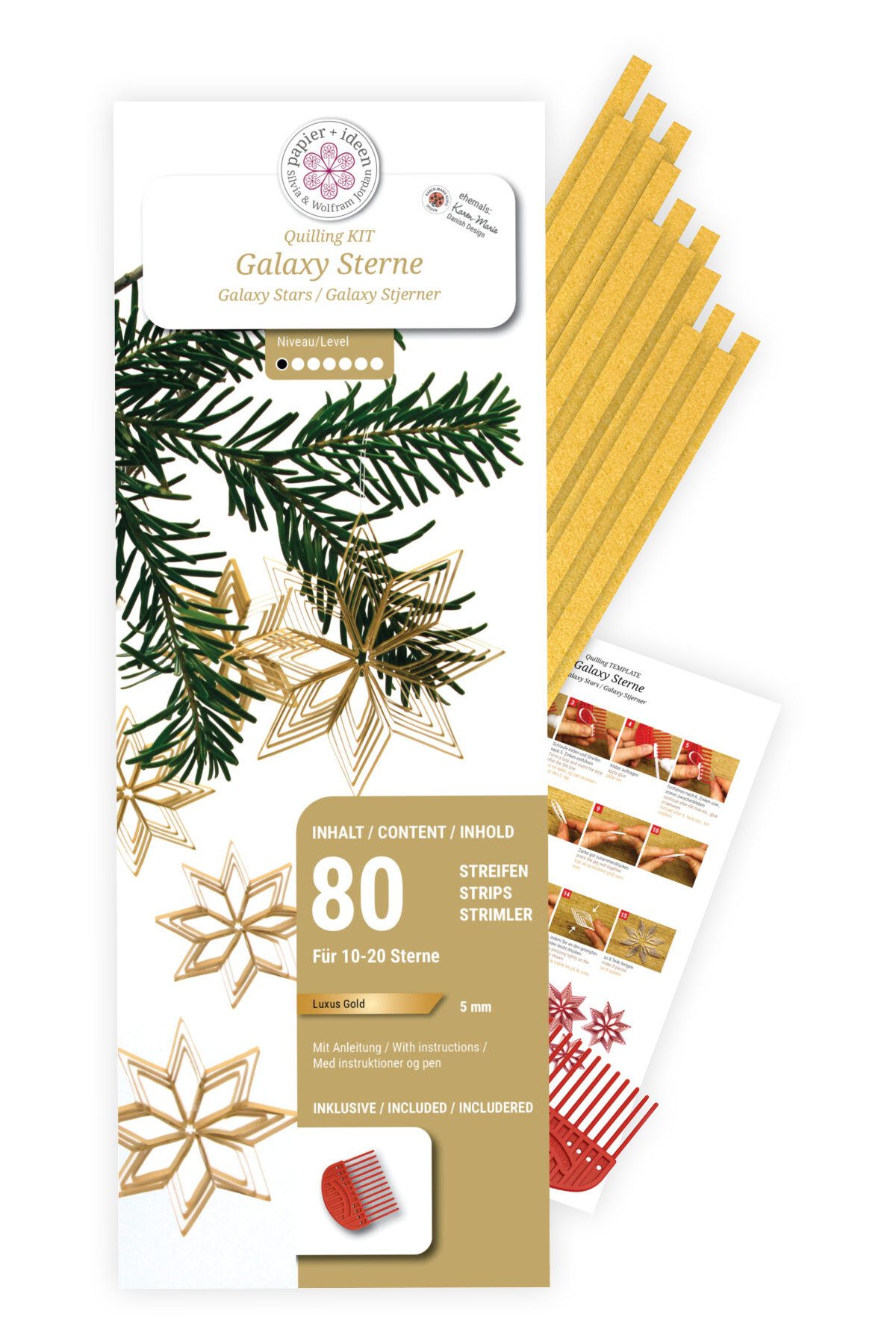 papier+ideen Bastelband Quilling-Set Galaxy Stars, 45cm, 80 Stück