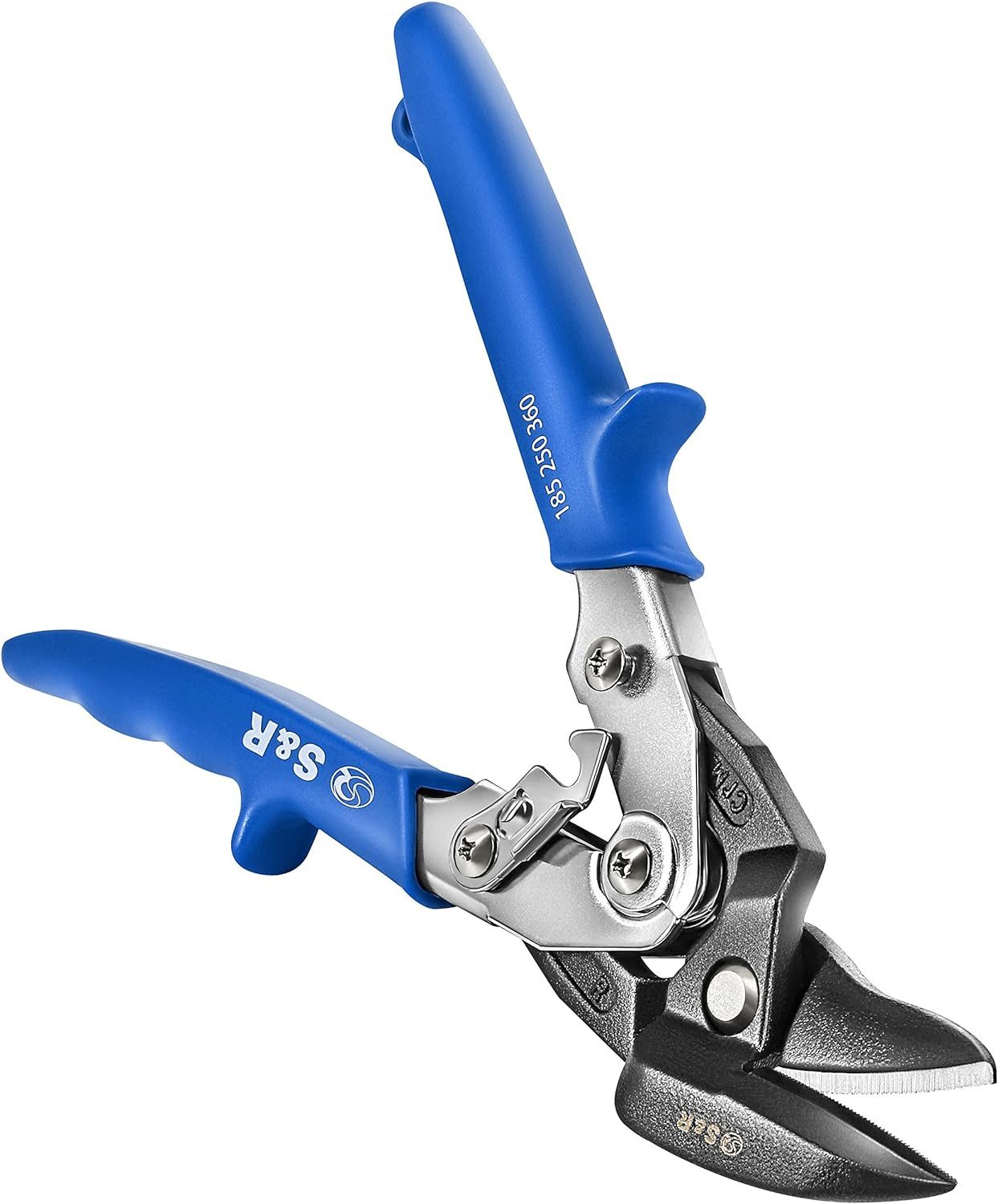 S&R Blechschere in Profi-Qualität Hochleistungsschere Ideal-Serie, stark und wendig, (1-tlg), Rechtsschnitt, 260 mm, Durchlaufschere für Blech mit doppeltem Hebel