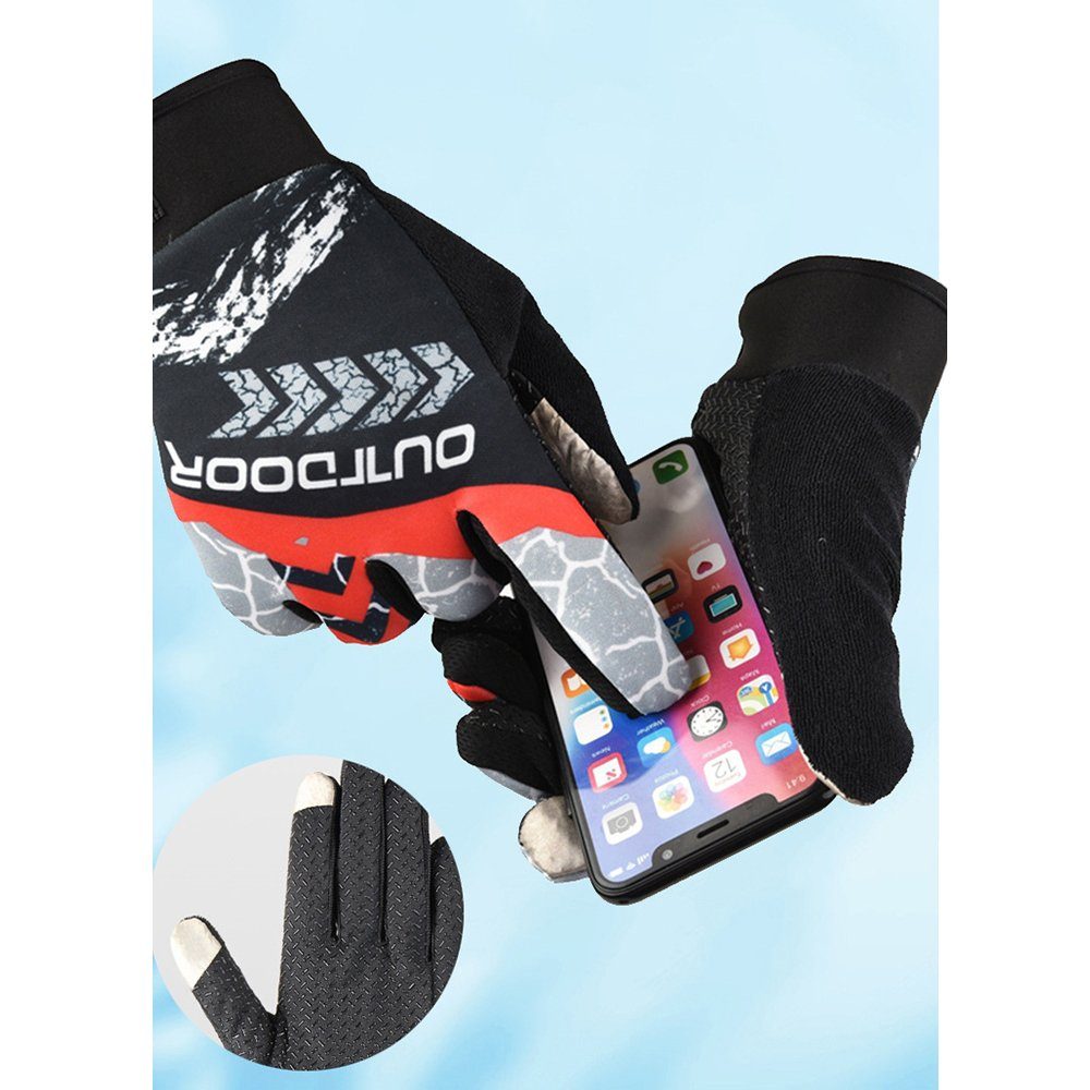 Outdoor Herren Sporthandschuhe reflektierend, Fahrradhandschuhe LAPA Handschuhe Rot elastisch atmungsaktiv, MTB HOME Handschuhe Rutschfest Radfahren (Paar)