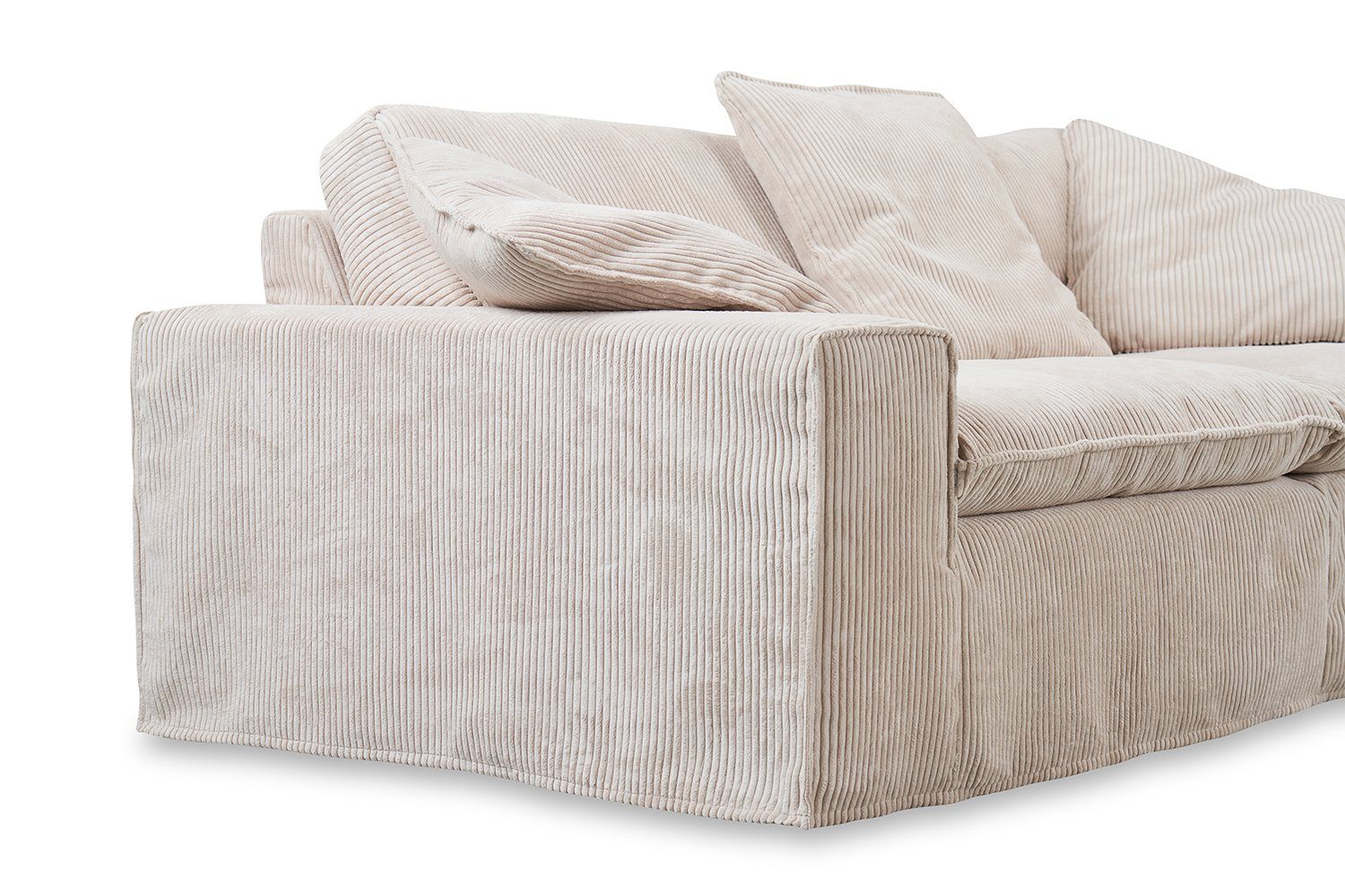 KAWOLA 3-Sitzer NETTA, Sofa Cord Breiten Bezug und versch. versch. Farben abziehbar, cremeweiß | cremeweiß